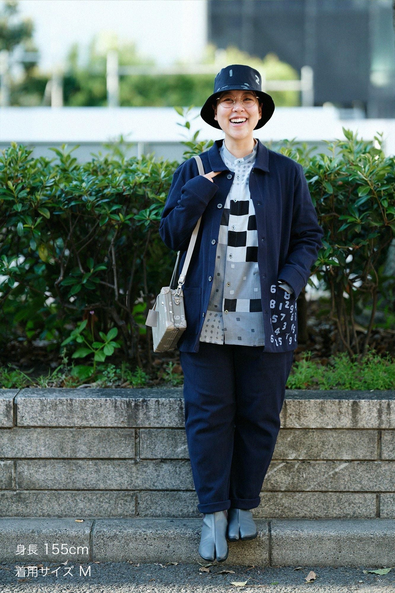 Chizimi Cotton 20/10 Emboss Processed Collar Jacket / Dark Blue