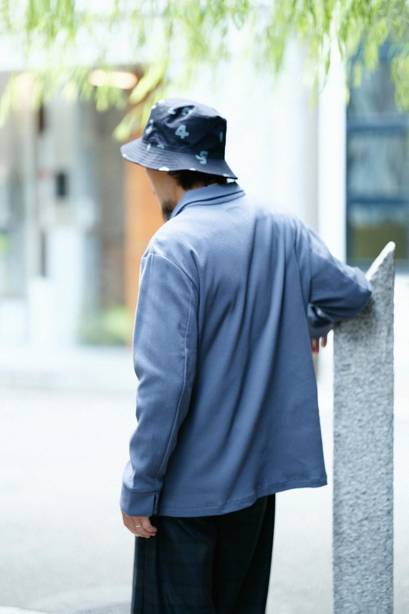 Chizimi Cotton 20/10 Emboss Processed Collar Jacket / Purplish Grey