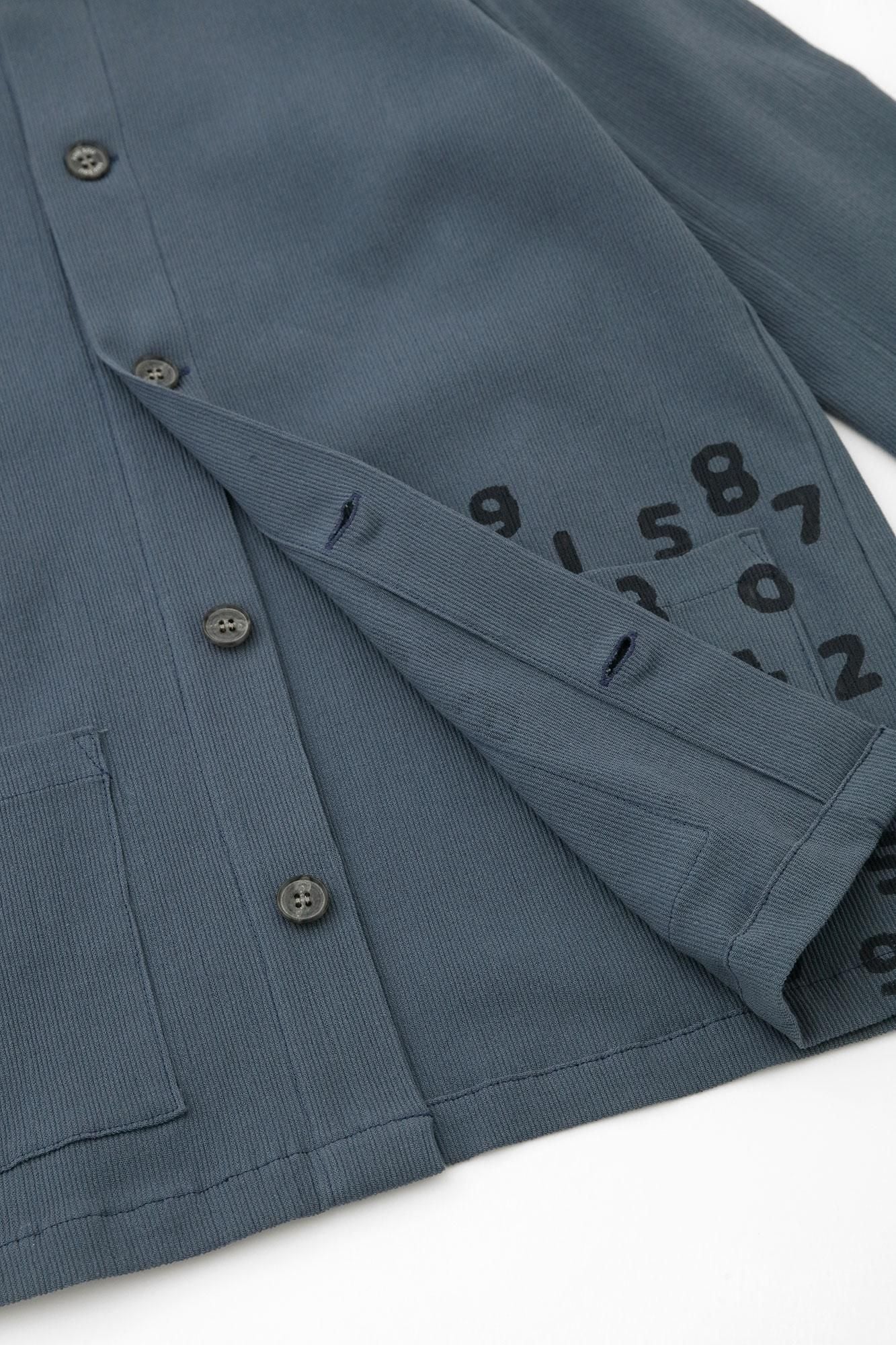 Chizimi Cotton 20/10 Emboss Processed Collar Jacket / Purplish Grey