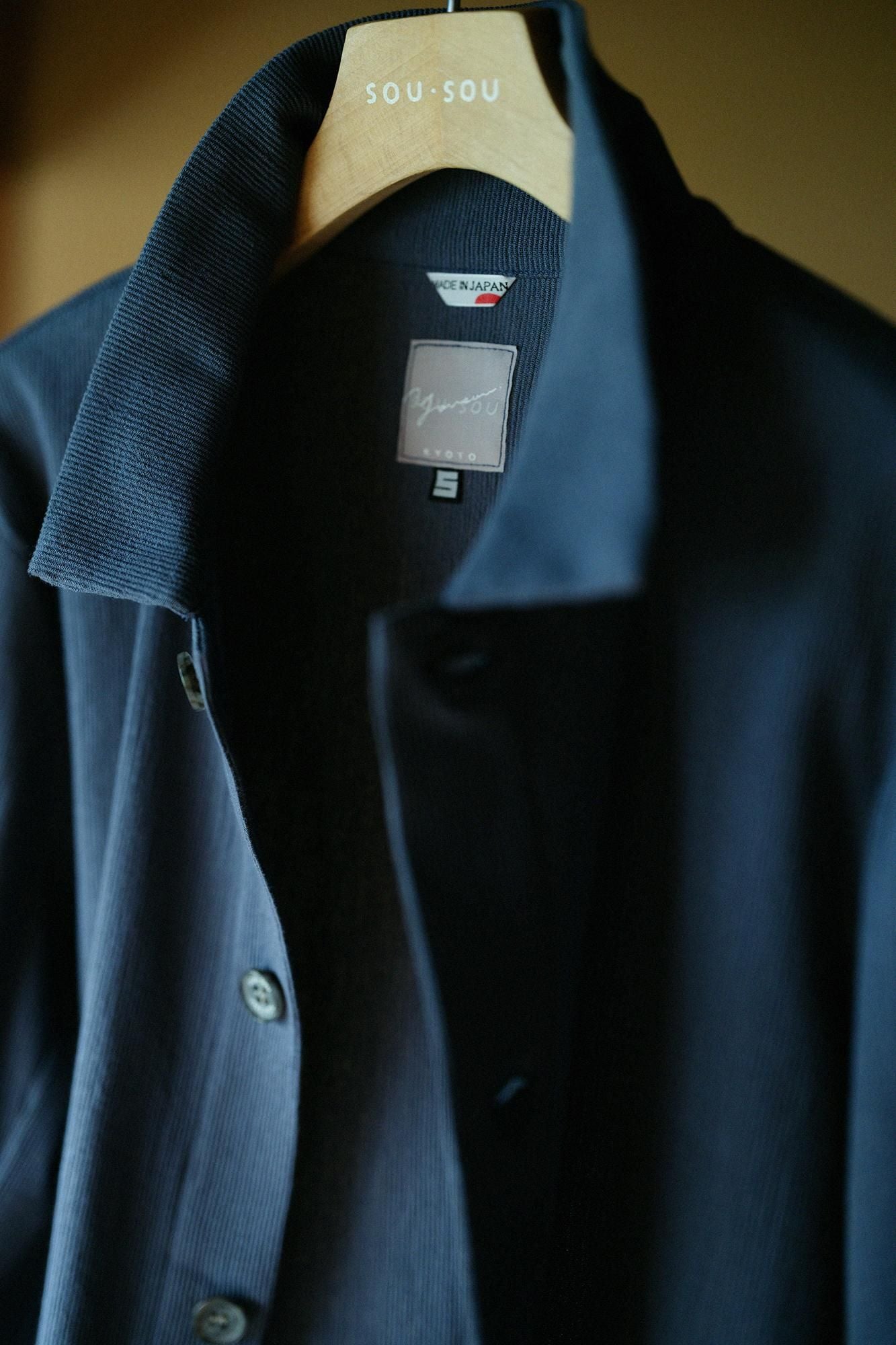 Chizimi Cotton 20/10 Emboss Processed Collar Jacket / Purplish Grey