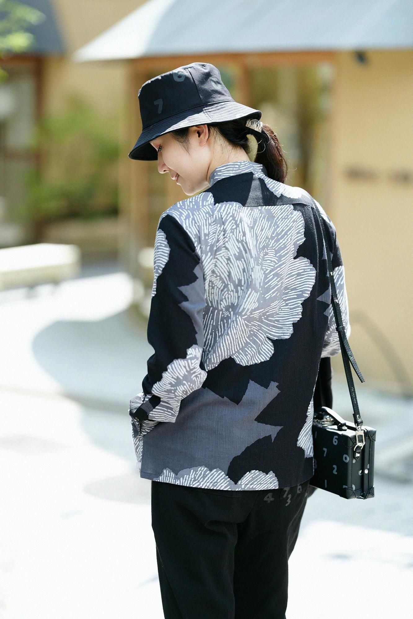 高島縮 20/20 スタンドカラーシャツ SP／芍薬（しゃくやく）