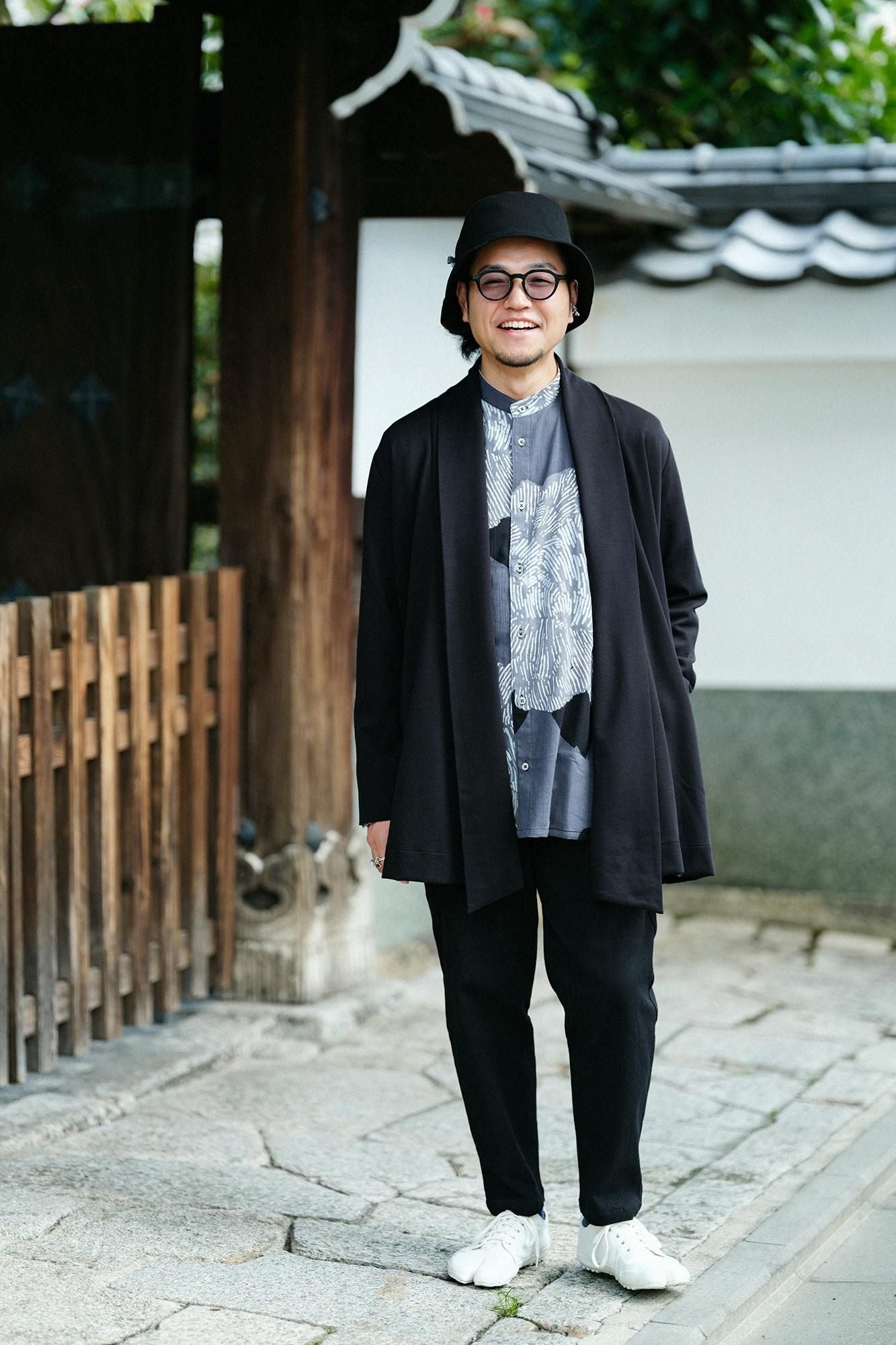 高島縮 20/20 スタンドカラーシャツ SP／芍薬（しゃくやく）