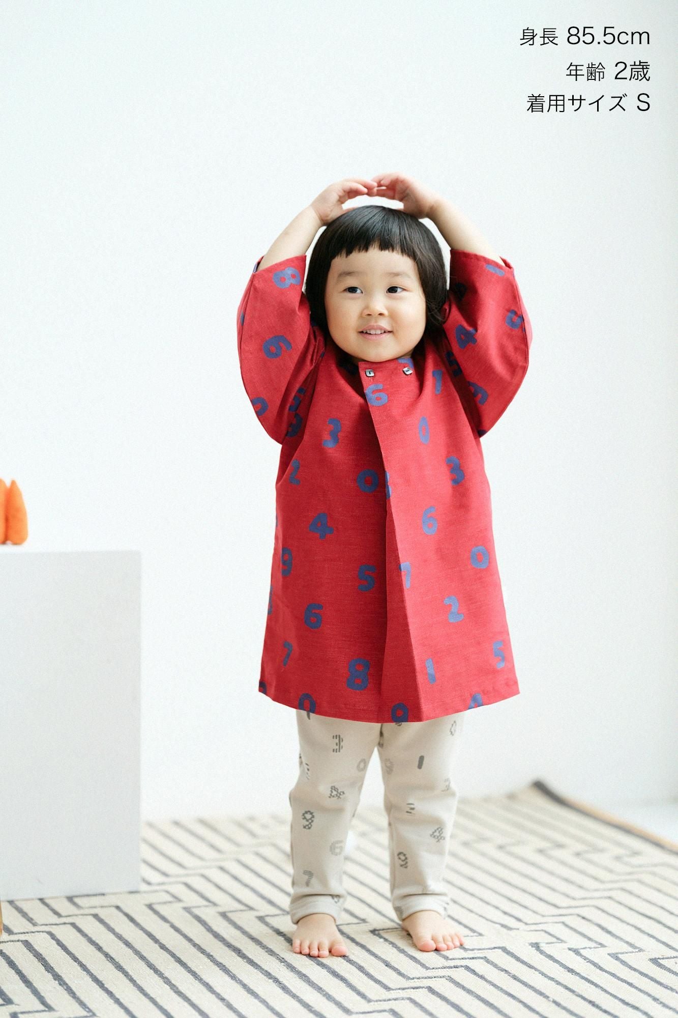 ●燈芯絨圓弧袖貫頭衣／SO-SU-U 十數 紅色