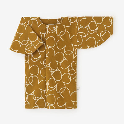 ●燈芯絨圓弧袖貫頭衣／四葉草 黃色