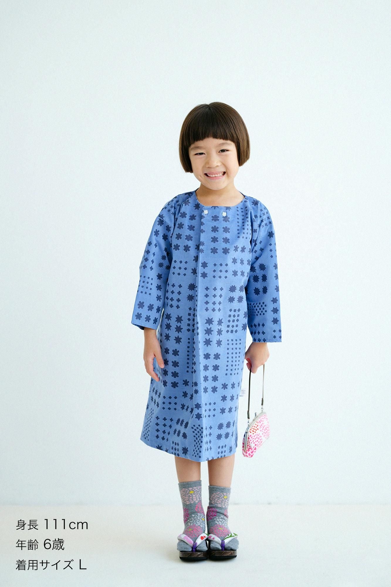 ●燈芯絨圓弧袖貫頭衣／大雪山 淡藍色