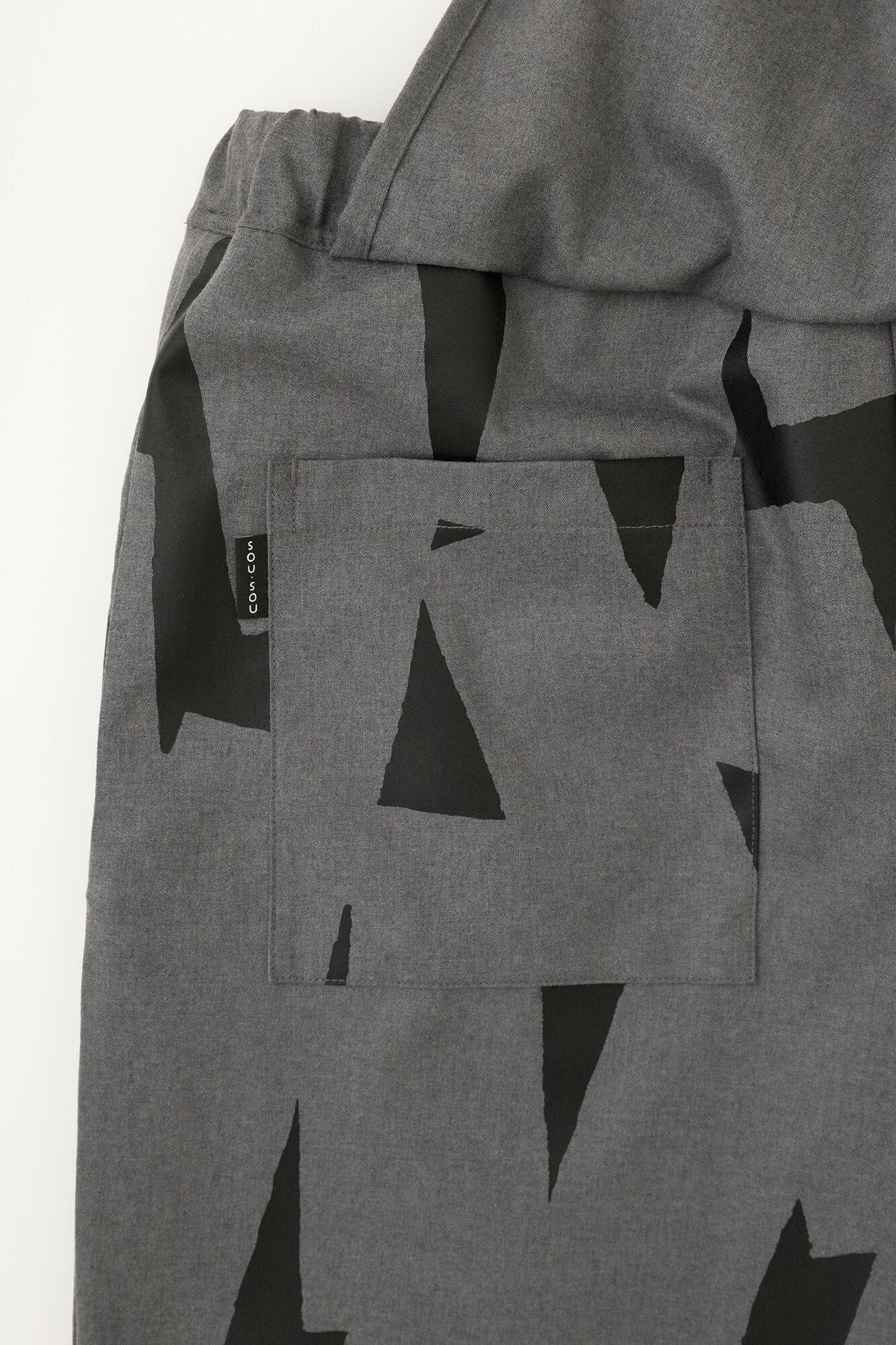 梳毛 和服褲裝／閃電形 深灰色