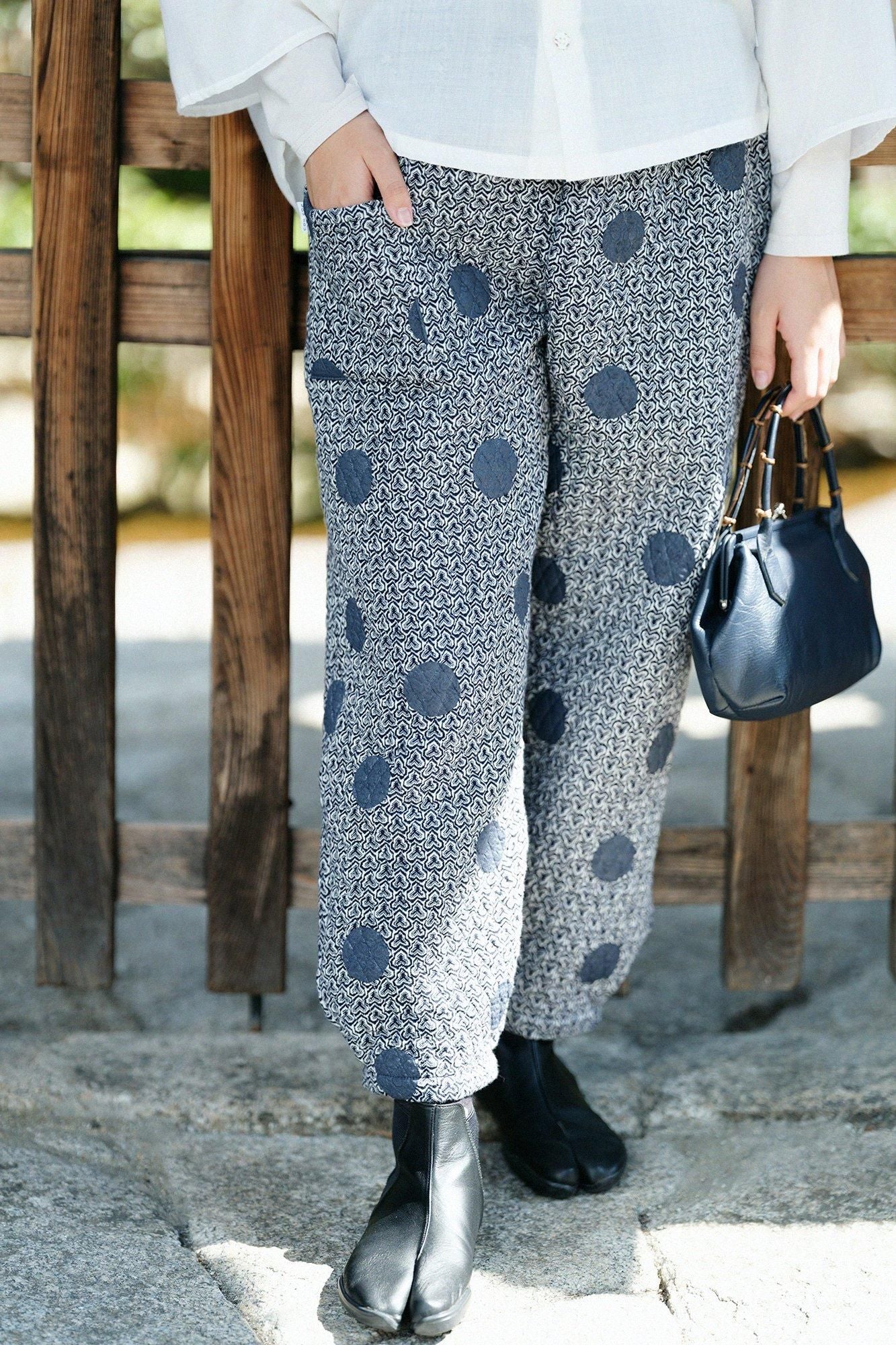 刺編 工人褲／圓點 間疏 