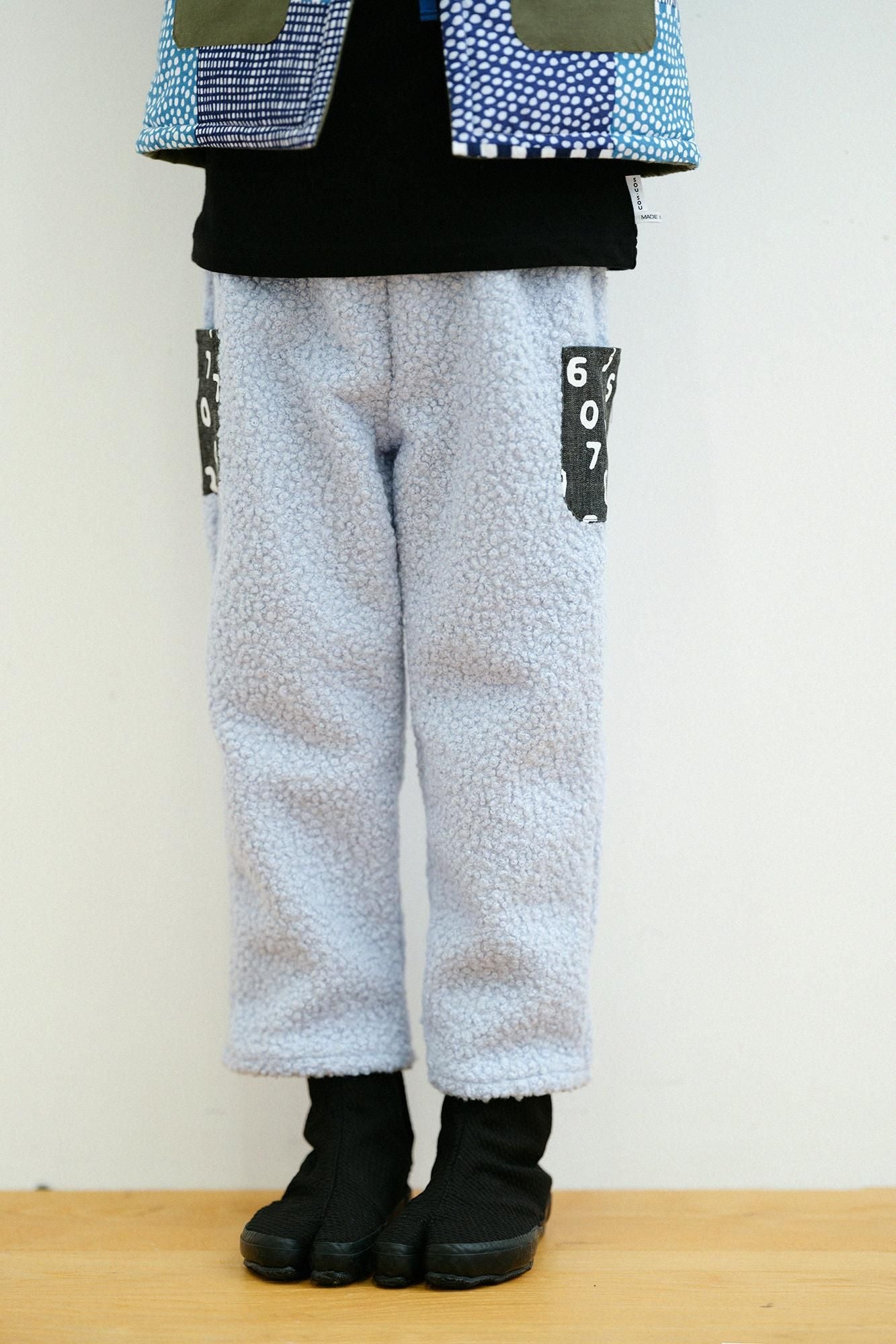 ●仿毛童裝長褲/淡藍色