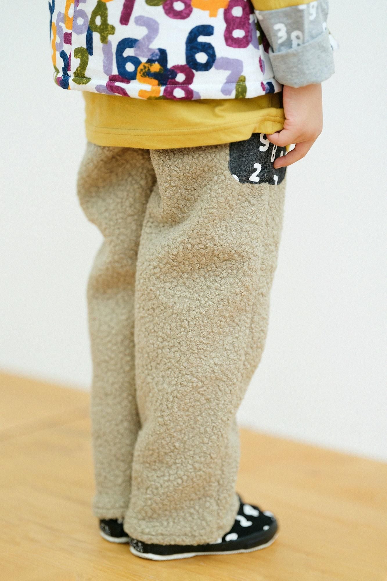 ●仿毛童裝長褲/灰綠色