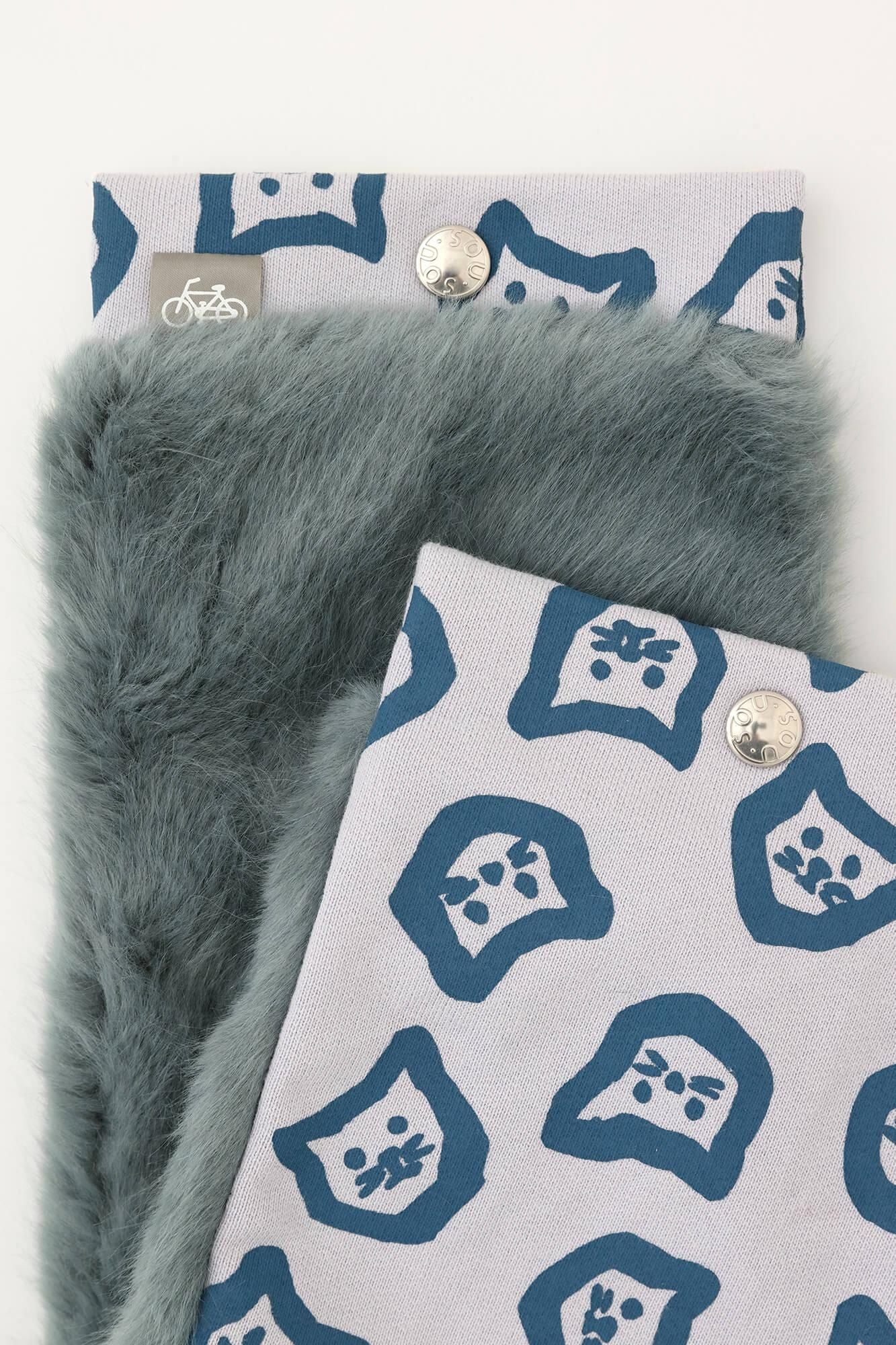 ●雙面用 BIKE短圍巾 KIDS／小貓處處 灰色