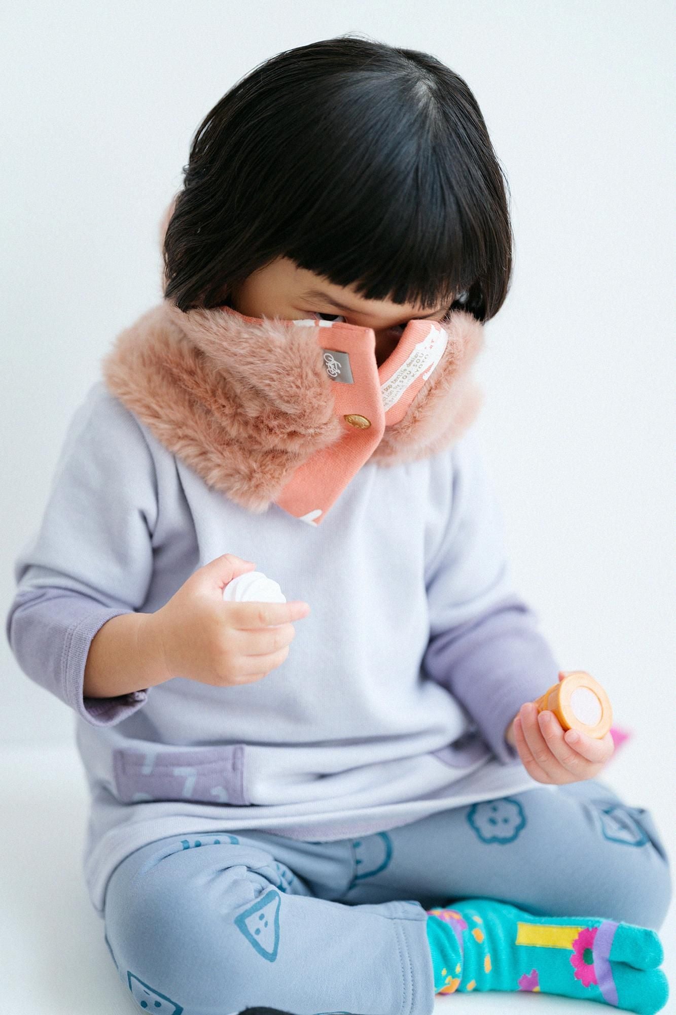 ●雙面用 BIKE短圍巾 KIDS／貓 賽跑 橙色