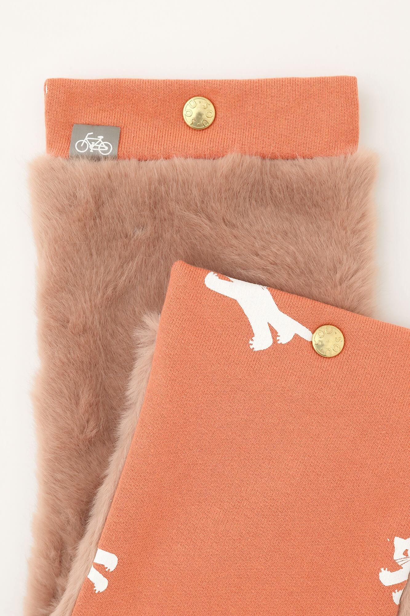 ●雙面用 BIKE短圍巾 KIDS／貓 賽跑 橙色