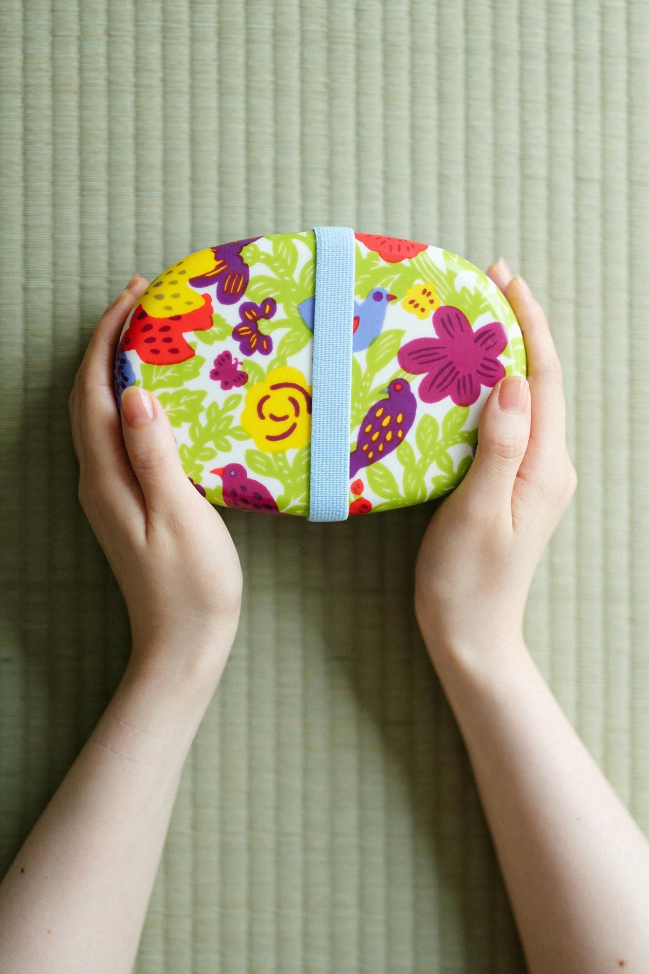 SOU・SOU×POKETLE Fabric Pasted Bento Lunch Box Oval /Birds