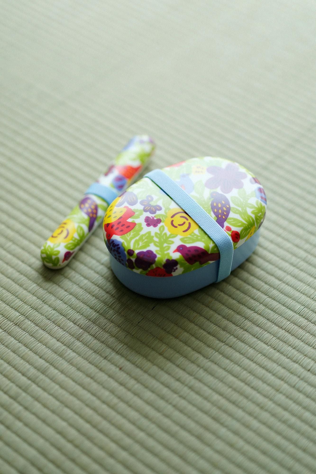SOU・SOU×POKETLE Fabric Pasted Bento Lunch Box Oval /Birds