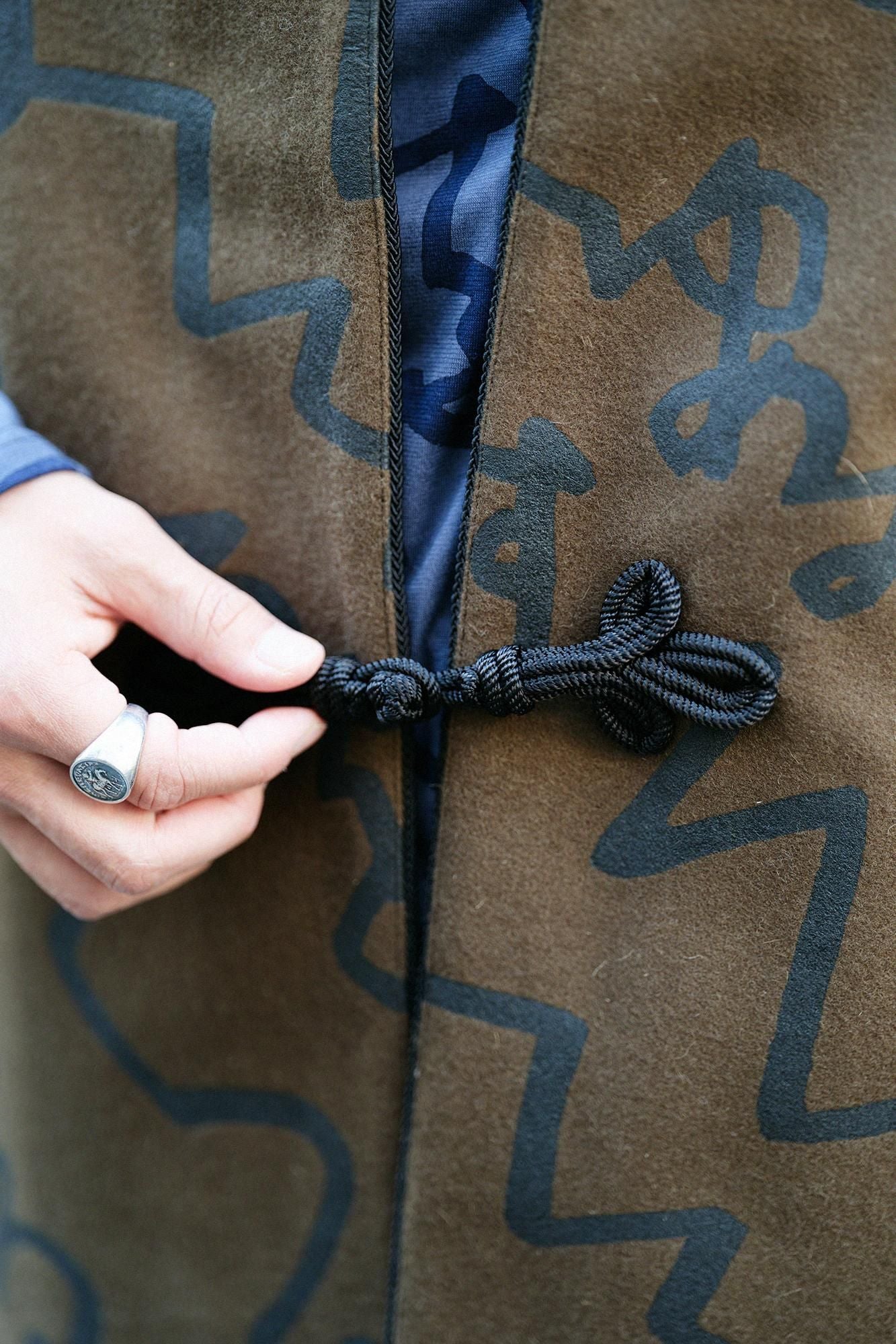 羊毛麥爾登陣羽織文綠褐色