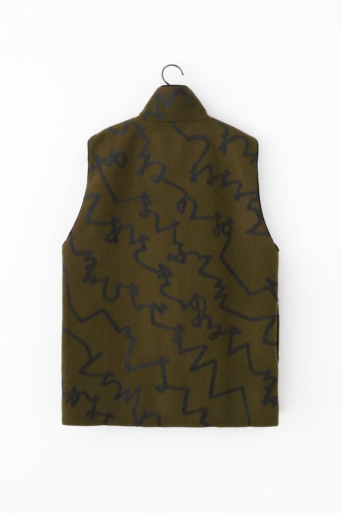 羊毛麥爾登陣羽織文綠褐色