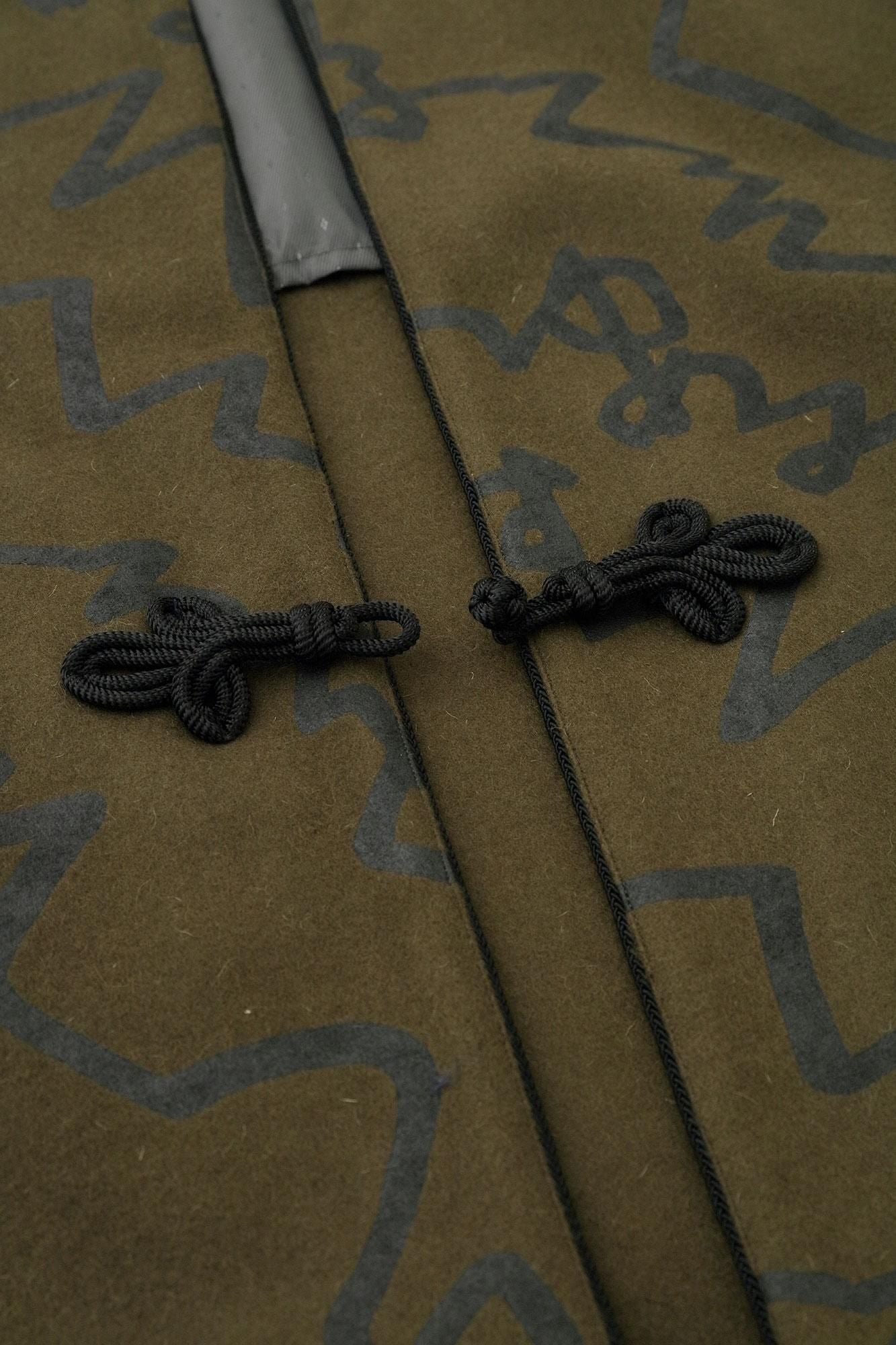 羊毛麥爾登陣羽織文綠褐色