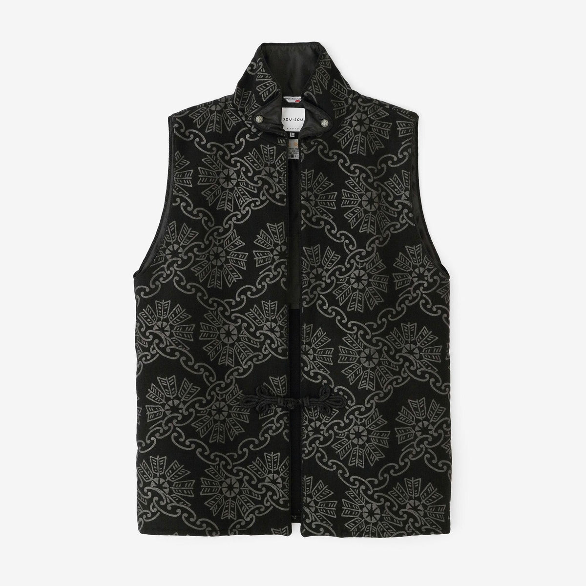 SOU・SOU【未使用品】陣羽織 環繋ぎ矢車文濡羽色 ベスト ウールメルトン 陣羽織（じんばおり）／環繋ぎ矢車文（かん