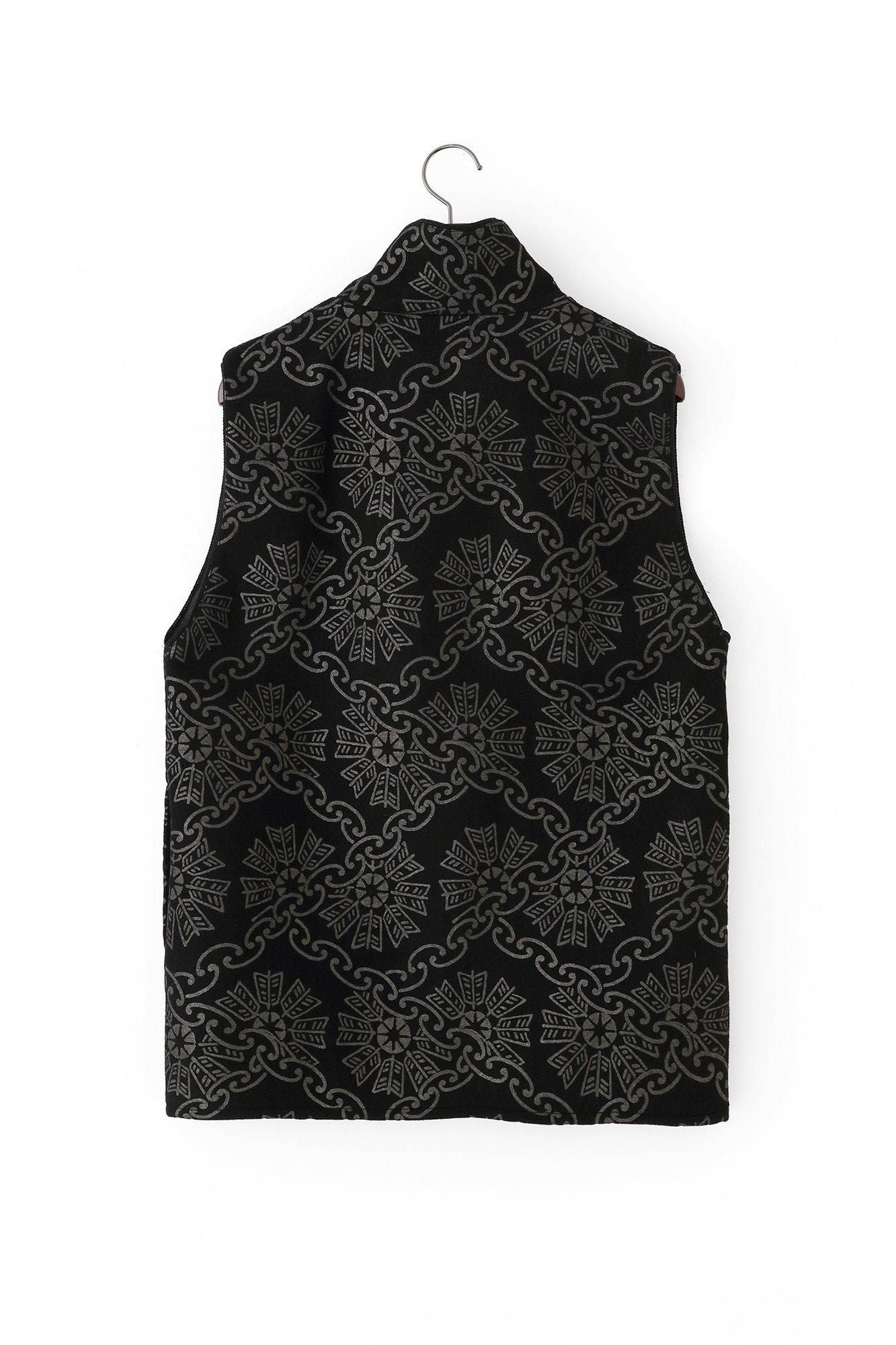 SOU・SOU 陣羽織 L 黒 ウールメルトン 陣羽織（じんばおり）／環繋ぎ矢車文（かん