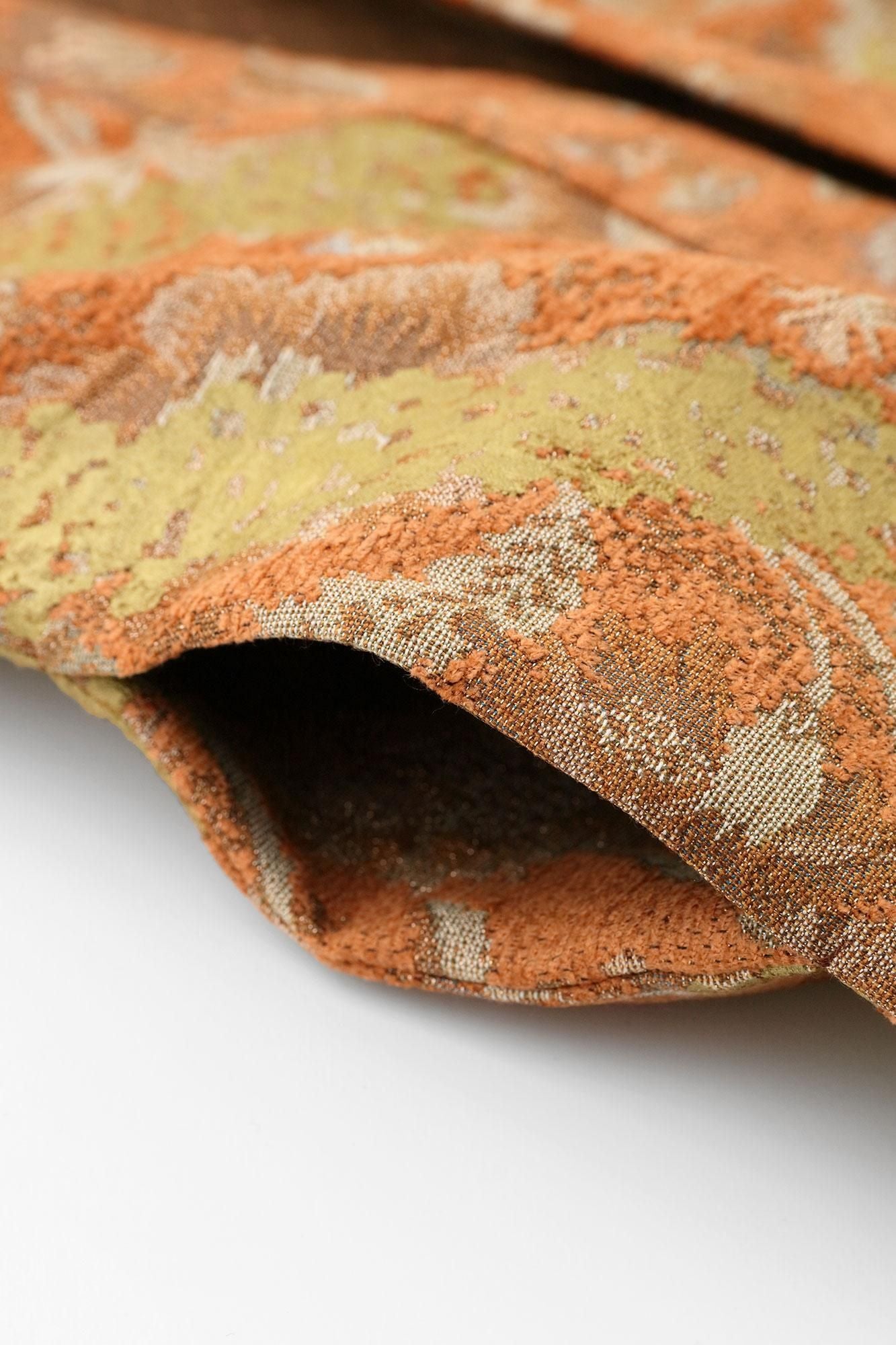 Gobelin x Faux Fur Bi-color Sleeve Hanten Long-sleeved Jacket Tied-up with Lining