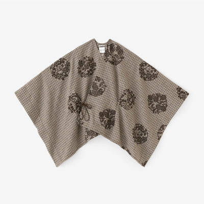 ツイード 格子織（こうしおり） きさらぎ 短丈（みじかたけ）／花丸文様（はなまるもんよう） ちらしと余白（よはく） 松染色（まつそめいろ）×樺茶色（かばちゃいろ）