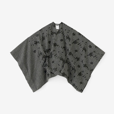 ツイード 格子織（こうしおり） きさらぎ 短丈（みじかたけ）／おおらかと余白（よはく） 濡羽色（ぬればいろ）×つくも