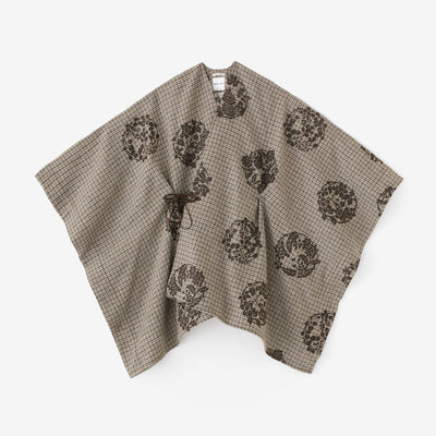 ツイード 格子織（こうしおり） きさらぎ／花丸文様（はなまるもんよう） ちらしと余白（よはく） 松染色（まつそめいろ）×樺茶色（かばちゃいろ）