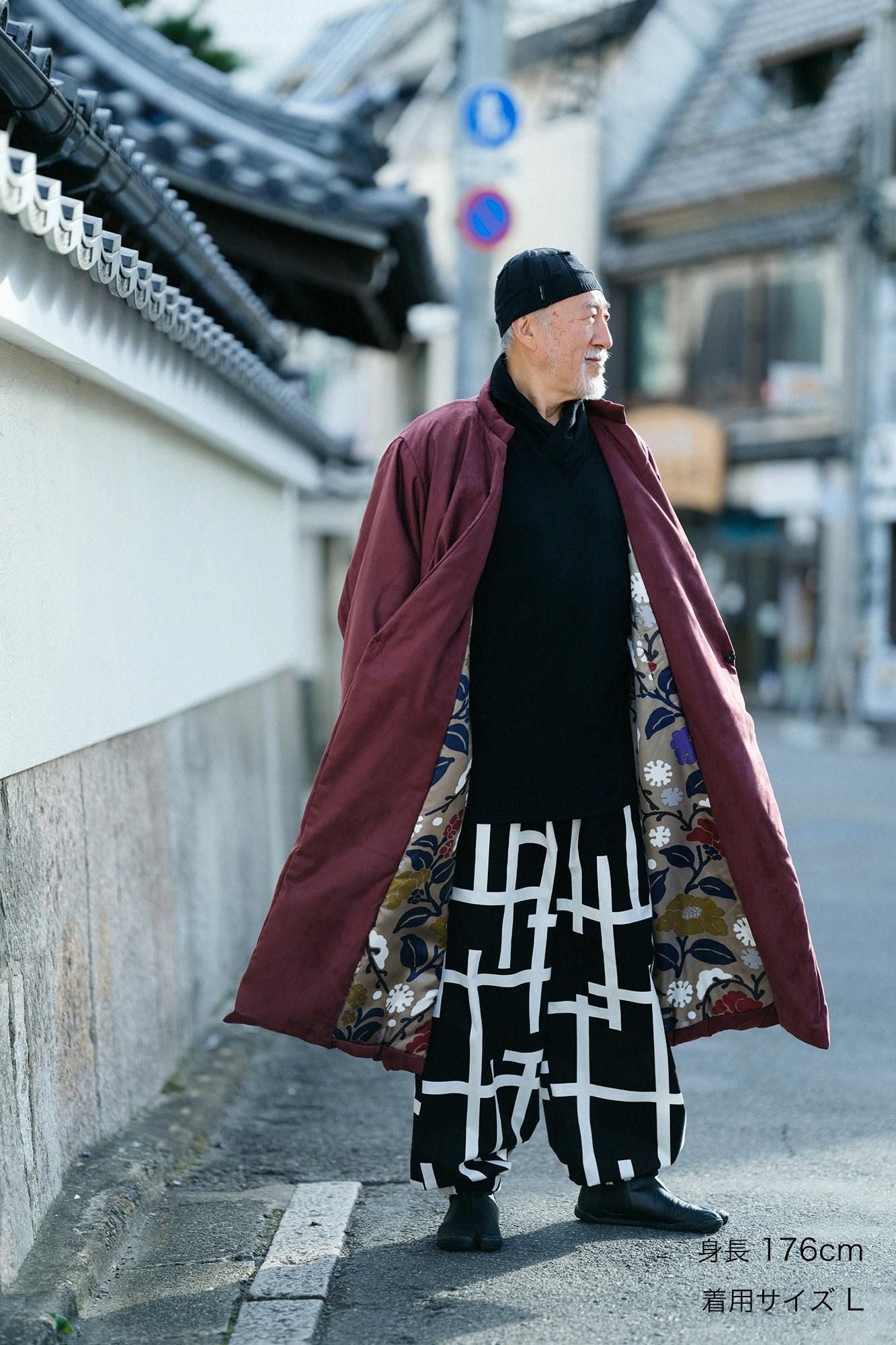 Faux nubuck tanzen (tanzen) doublure rembourrée / couleur cuivre rouge (shakudoiro) x yukimochi saule et camélia (yukimochi yanagi et tsubaki)