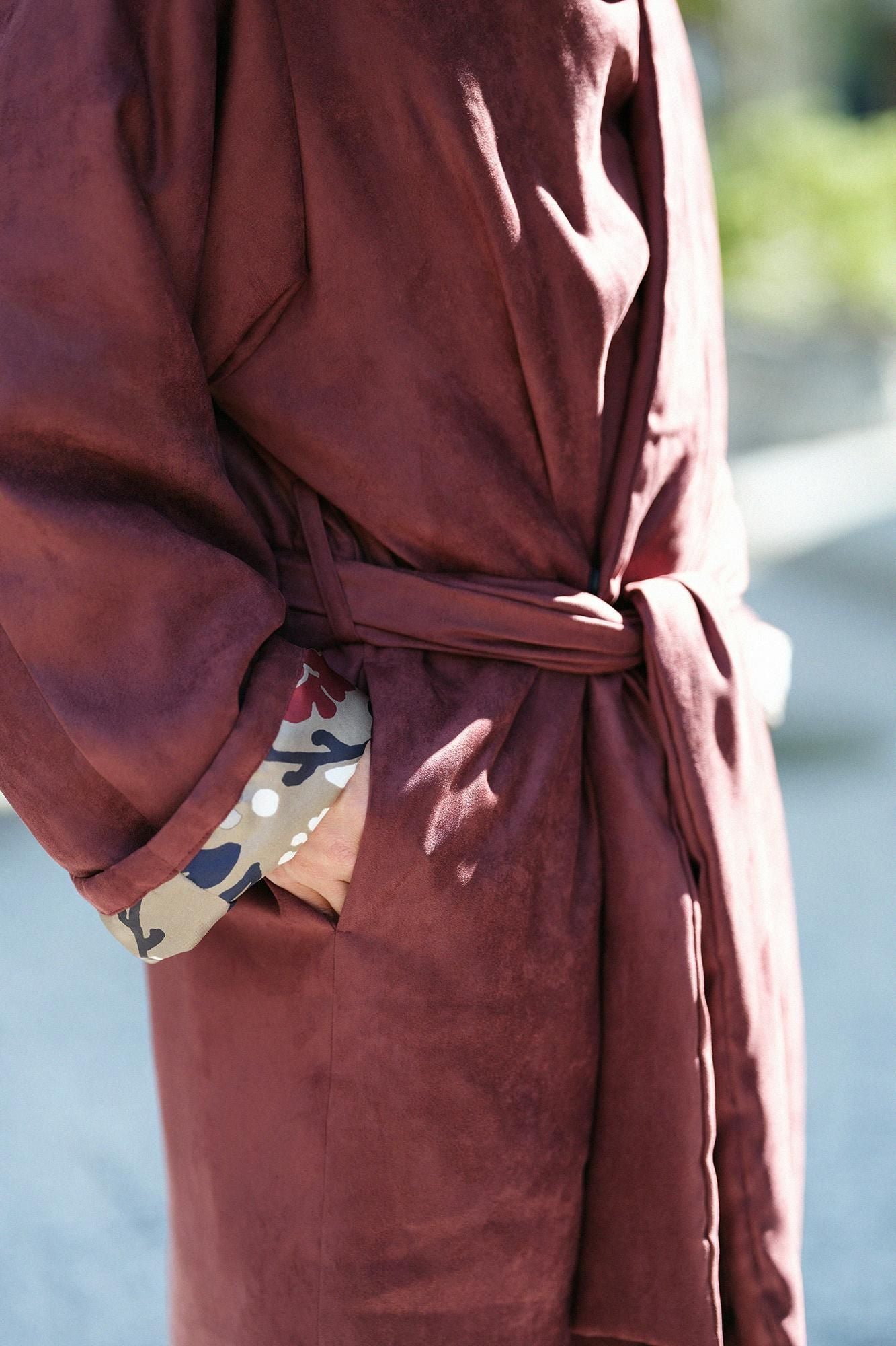 Faux nubuck tanzen (tanzen) doublure rembourrée / couleur cuivre rouge (shakudoiro) x yukimochi saule et camélia (yukimochi yanagi et tsubaki)