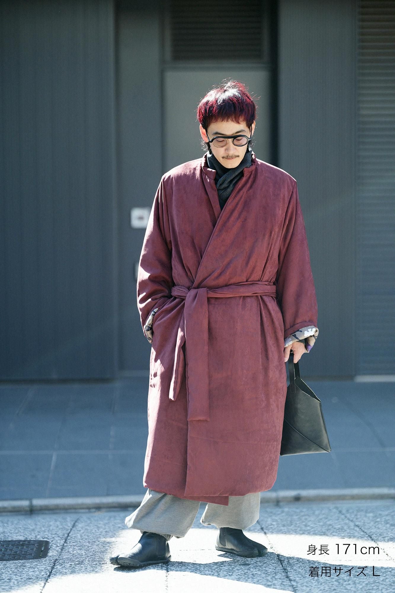 Faux nubuck tanzen (tanzen) doublure rembourrée / couleur cuivre rouge (shakudoiro) x yukimochi saule et camélia (yukimochi yanagi et tsubaki)