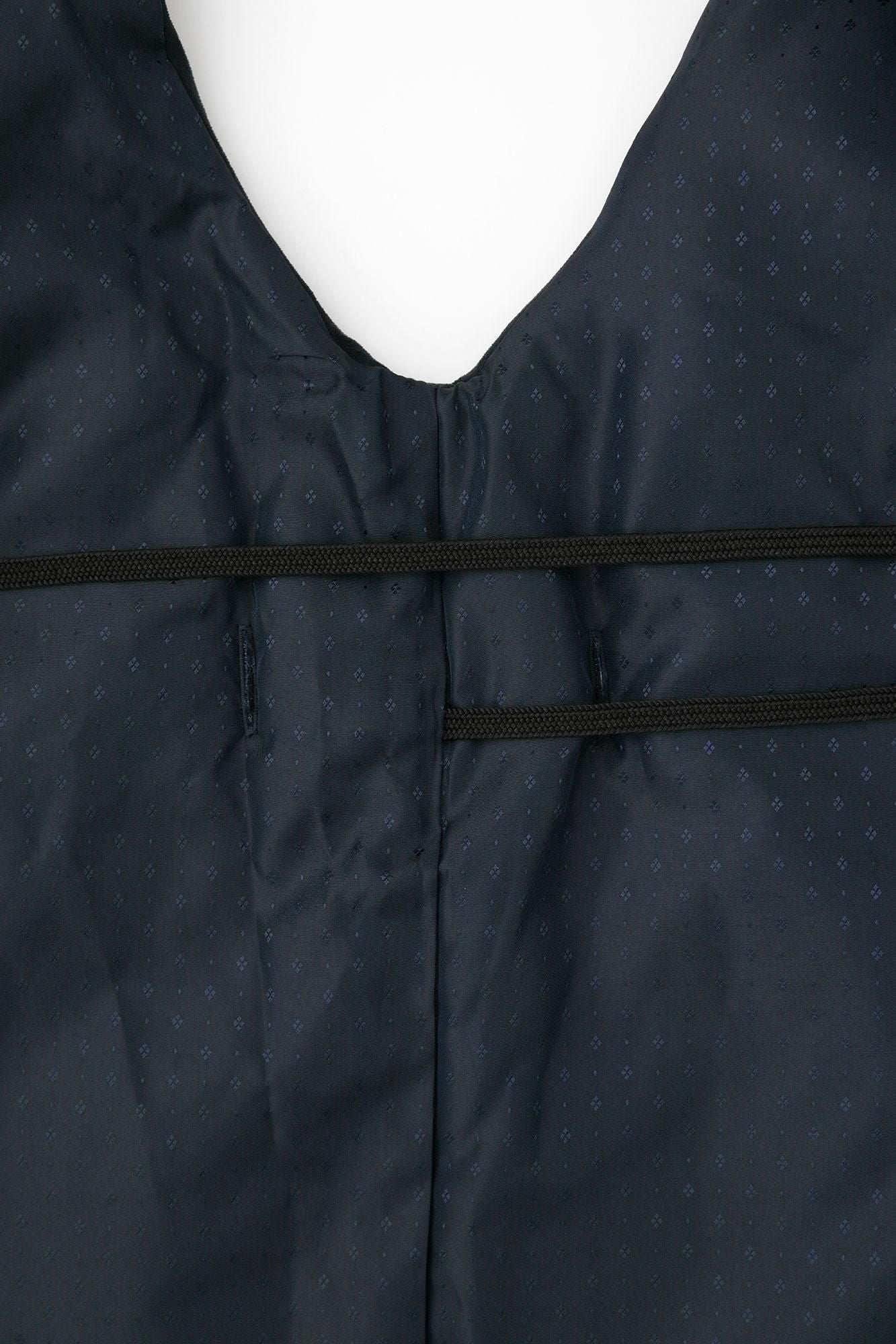 假nubuck Long Chin Baori（Nagajinbaori）衬里 /黑色海军蓝色（黑色）