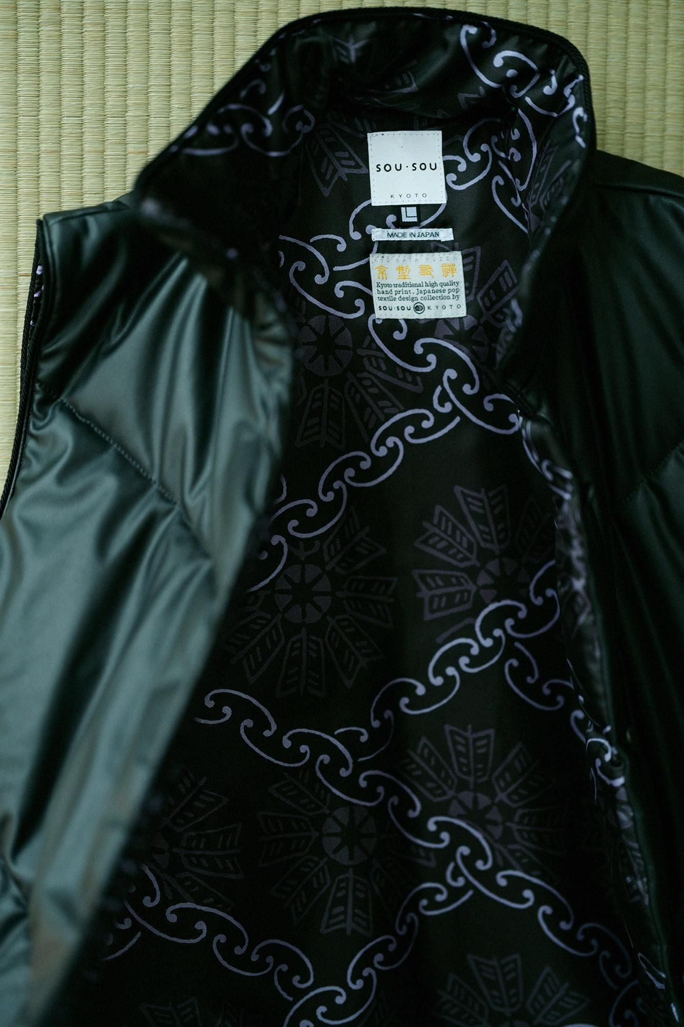 フェイクレザー 陣羽織（じんばおり） 中綿袷（なかわたあわせ