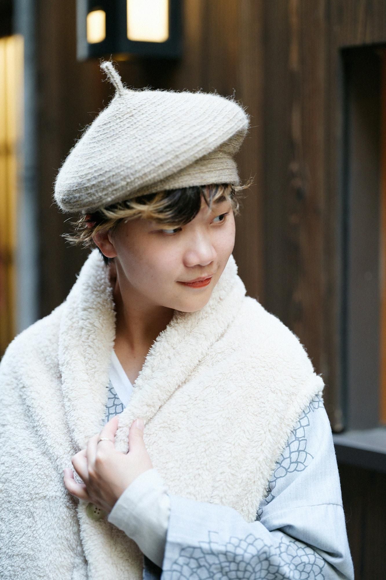 仿毛 莢背心 長版 單層／鳥白色