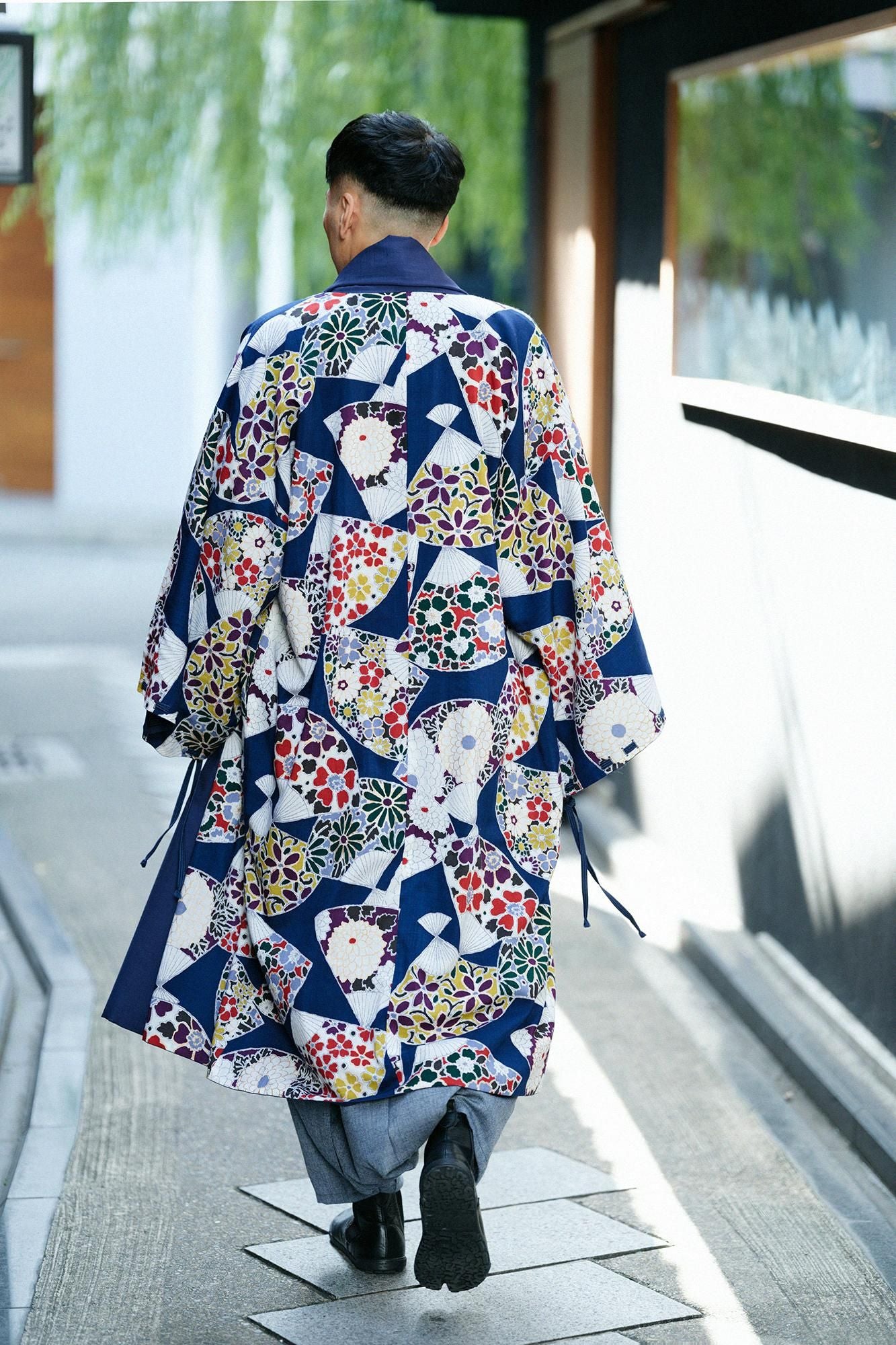 モスリン 宮中袖（きゅうちゅうそで） 可逆（かぎゃく）／濃紺