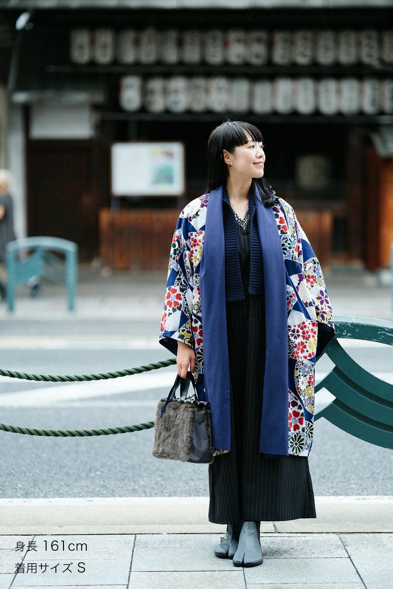 SOU•SOU モスリン　宮中袖　袷　濃紺×菊づくし SOU•SOU モスリン 宮中袖 袷 濃紺×菊づくし net限定】モスリン