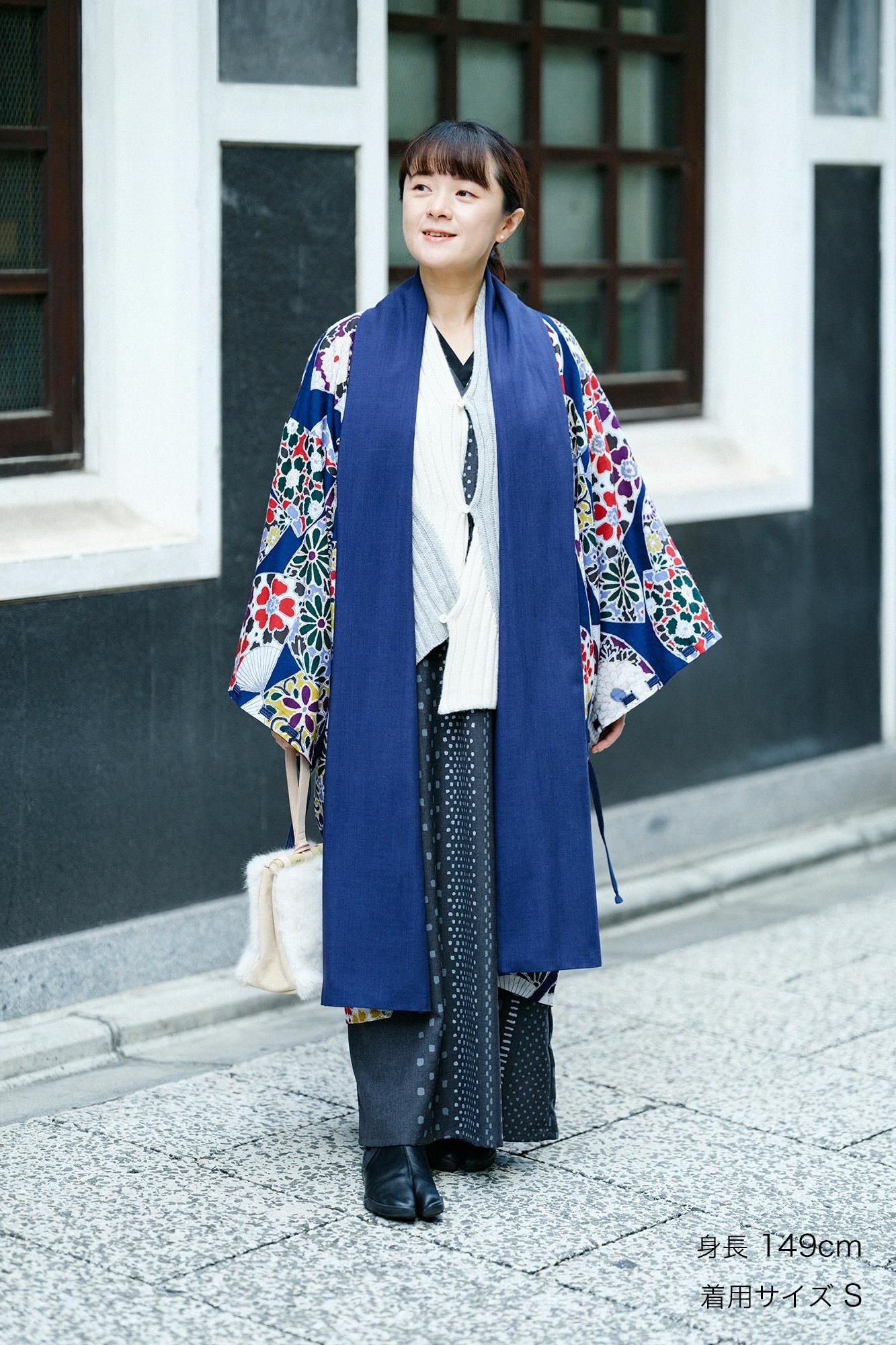 モスリン 宮中袖（きゅうちゅうそで） 可逆（かぎゃく）／濃紺