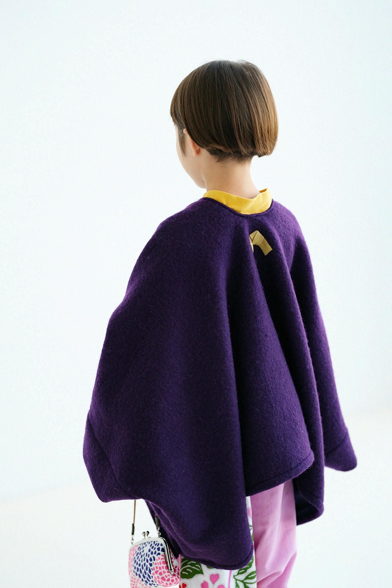 ●梳毛 如月披風斗篷 背御守/紫色