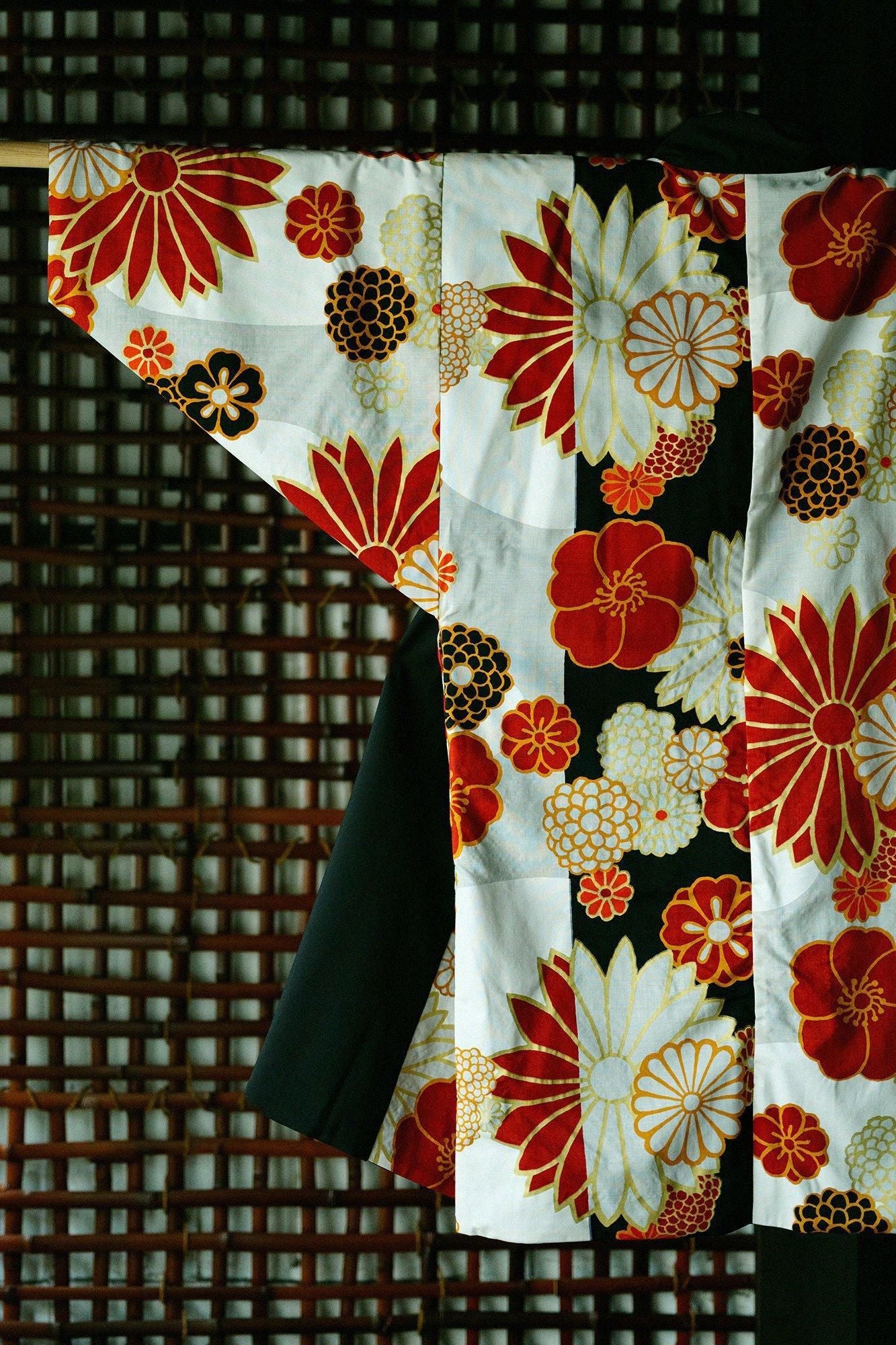 sou•sou モスリン　もじり袖 梳毛（そもう）×モスリン もじり袖 可逆（かぎゃく）／濡羽色