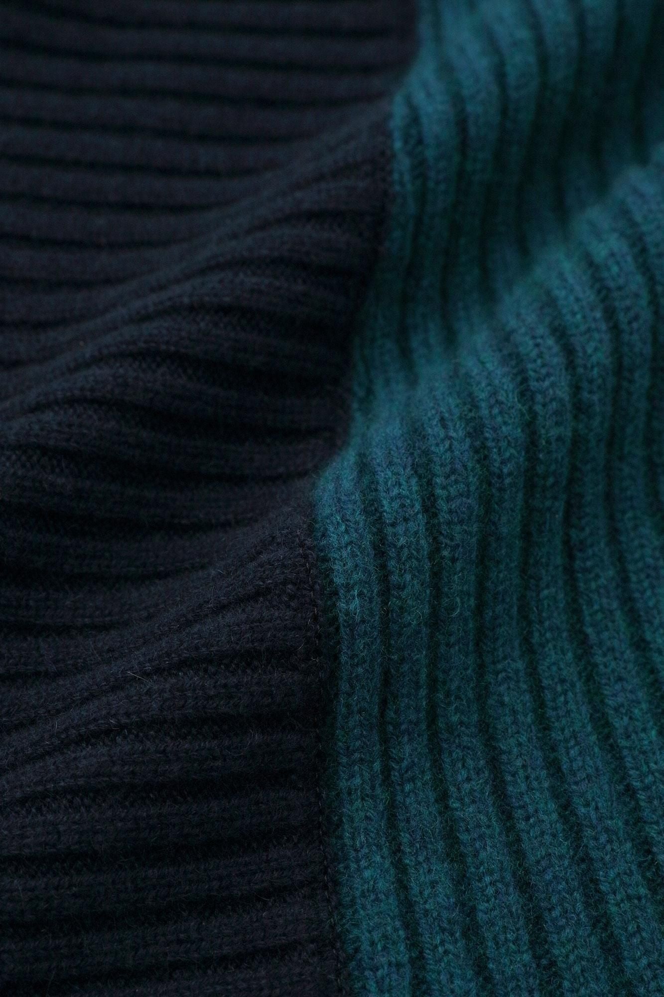 SOU・SOU×ALPHA カシミヤ混 背子（はいし） 畝（うね）／海緑色（かいりょくしょく）×深紺（しんこん）