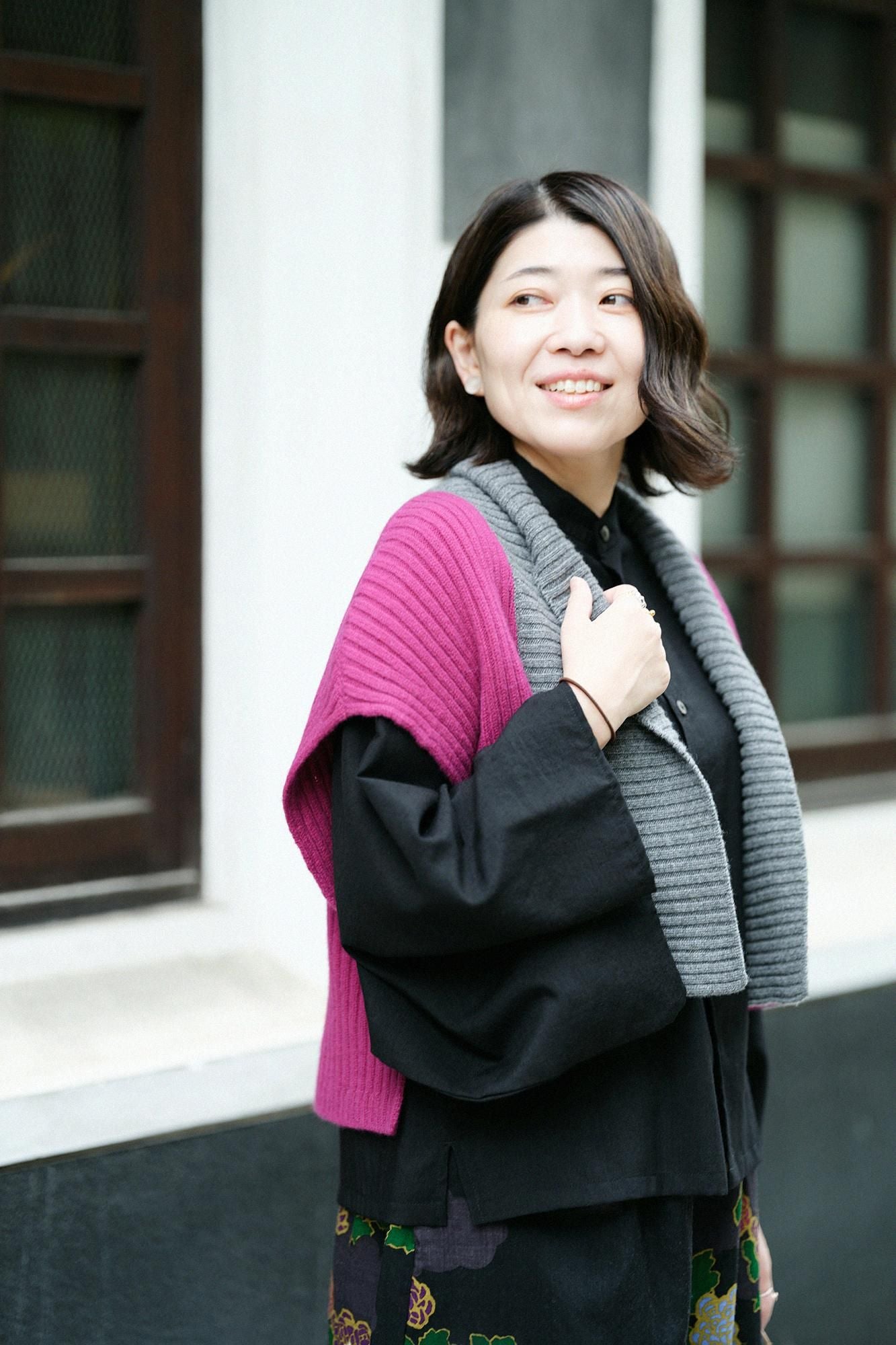 [预约]SOU・SOU×ALPHA 羊绒混纺、背面、脊纹/深红色、杂色白蜡木（*预定 11 月 25 日左右发货）