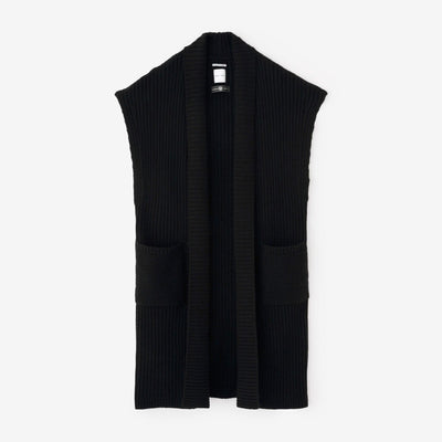 SOU・SOU×ALPHA 羊絨混紡 背心 畝 長版／黑色