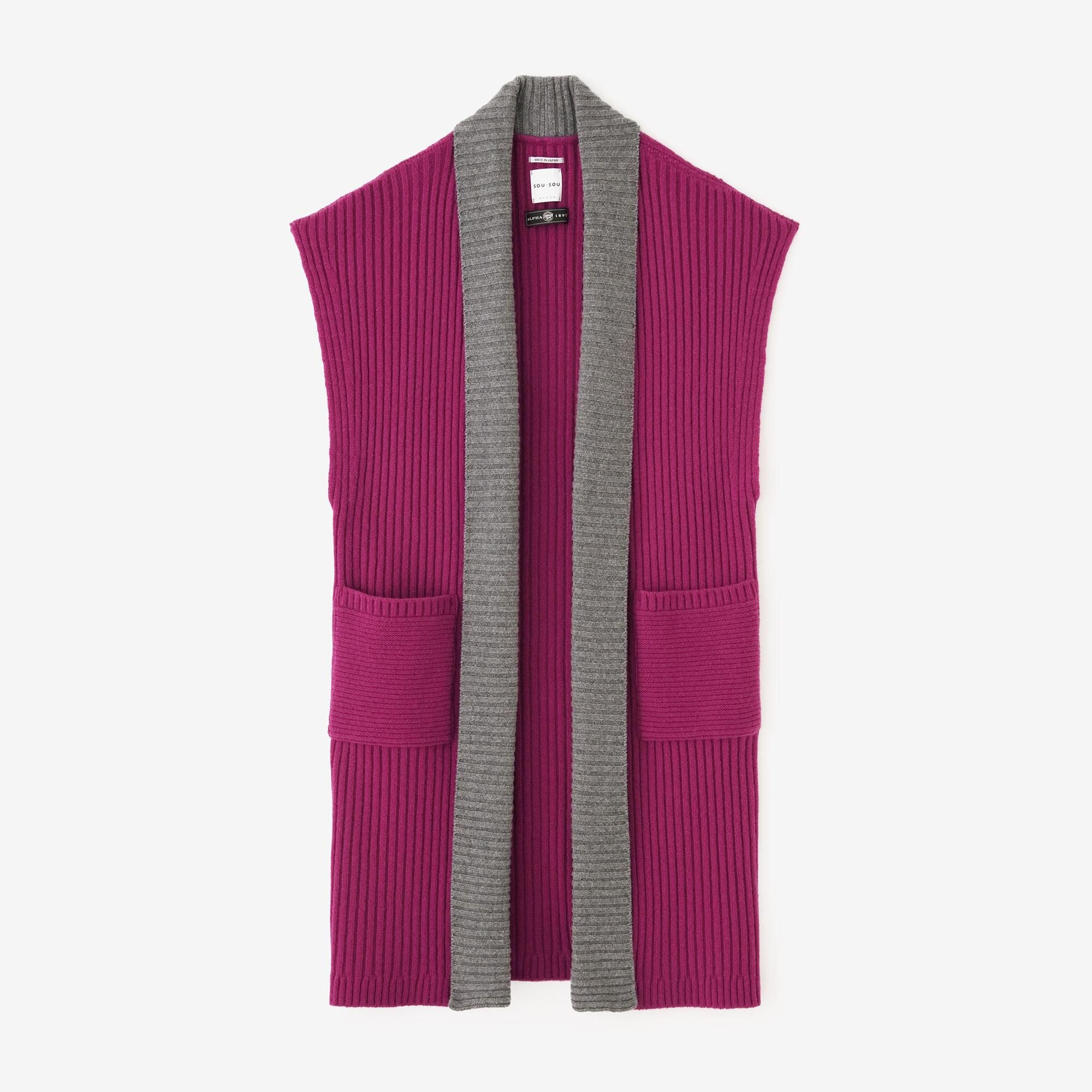 [预约]SOU・SOU×ALPHA 羊绒混纺、背部、脊线、长款/深红色（koinakabeni）x 杂色白蜡木（*预定 11 月 25 日左右发货）