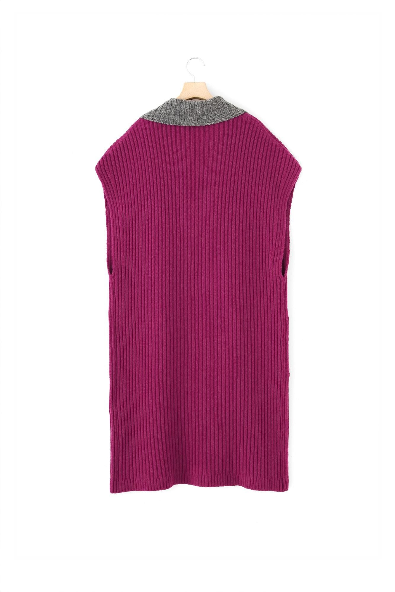 [预约]SOU・SOU×ALPHA 羊绒混纺、背部、脊线、长款/深红色（koinakabeni）x 杂色白蜡木（*预定 11 月 25 日左右发货）