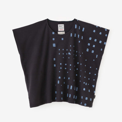 壓縮 雙面編 方形上衣（方形上衣）/窗口（小大哥）和留白 暗藍色