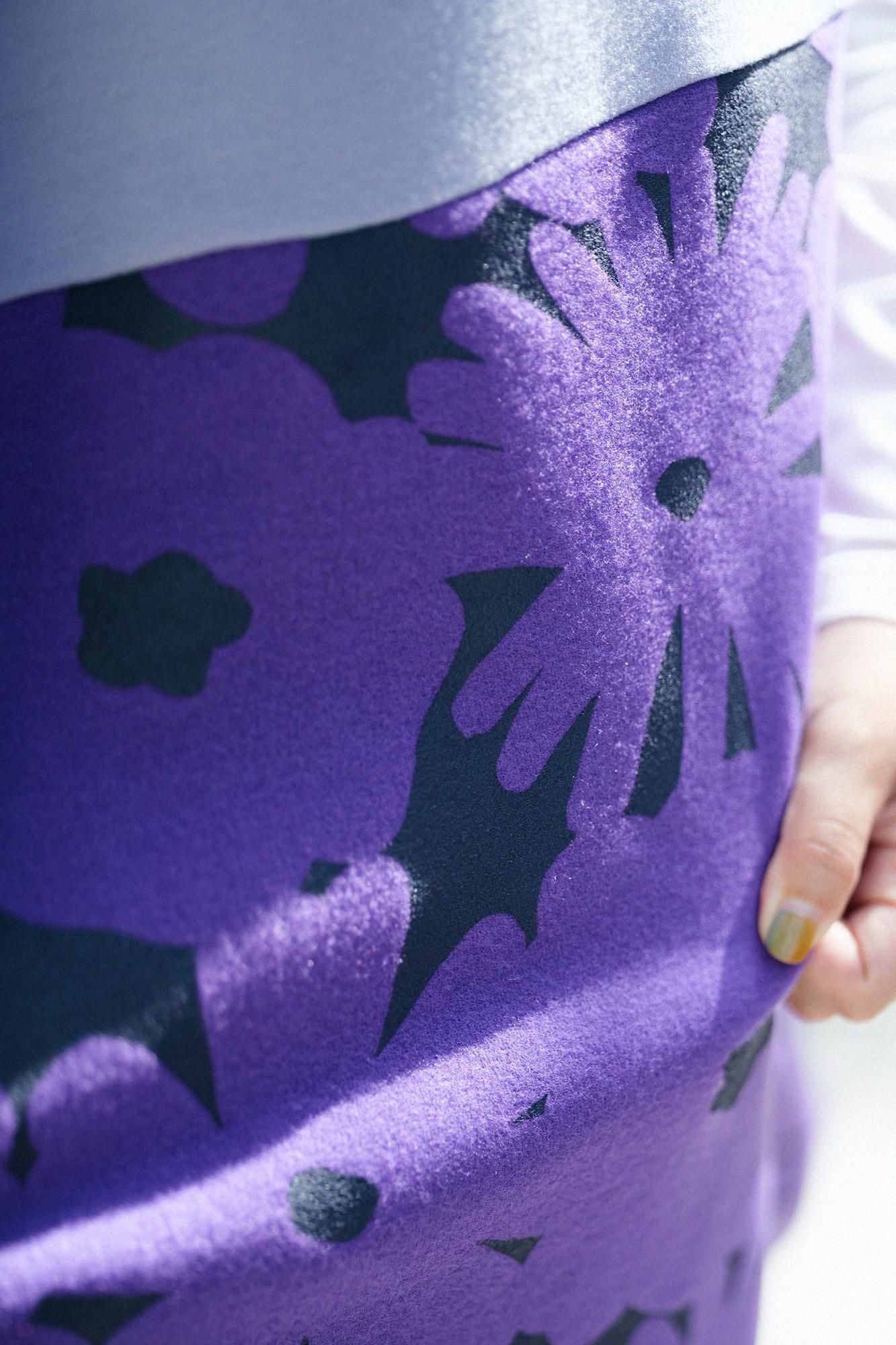 壓縮雙面編長方形洋裝雙色下襬圖案/淺粉紫色×落落大方