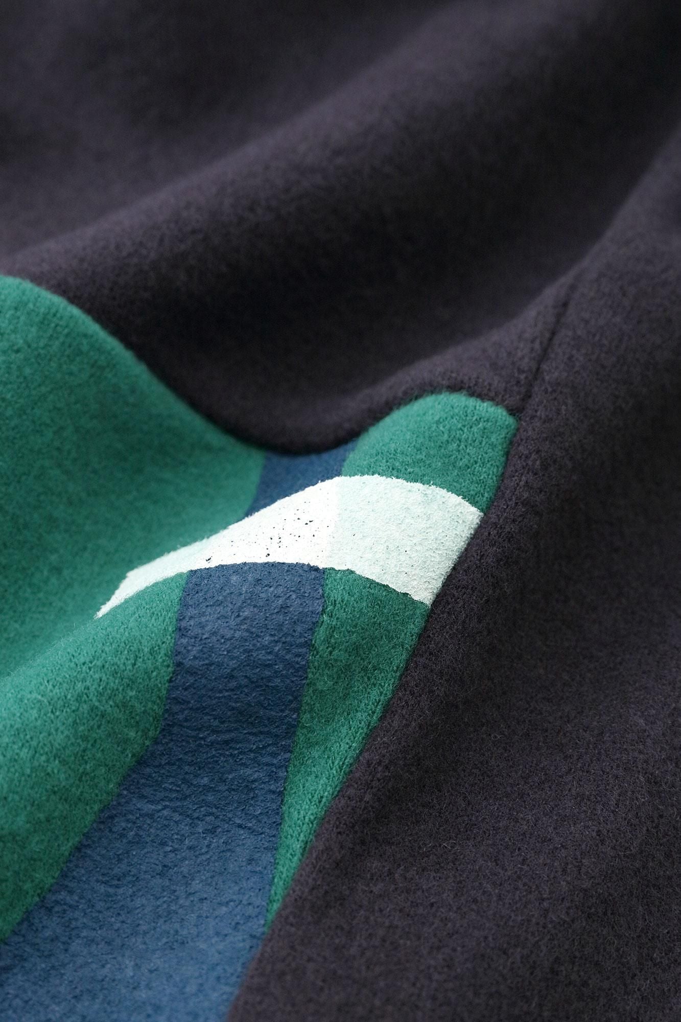 壓縮雙面編長方形洋裝雙色下襬圖案/暗藍色x鳶