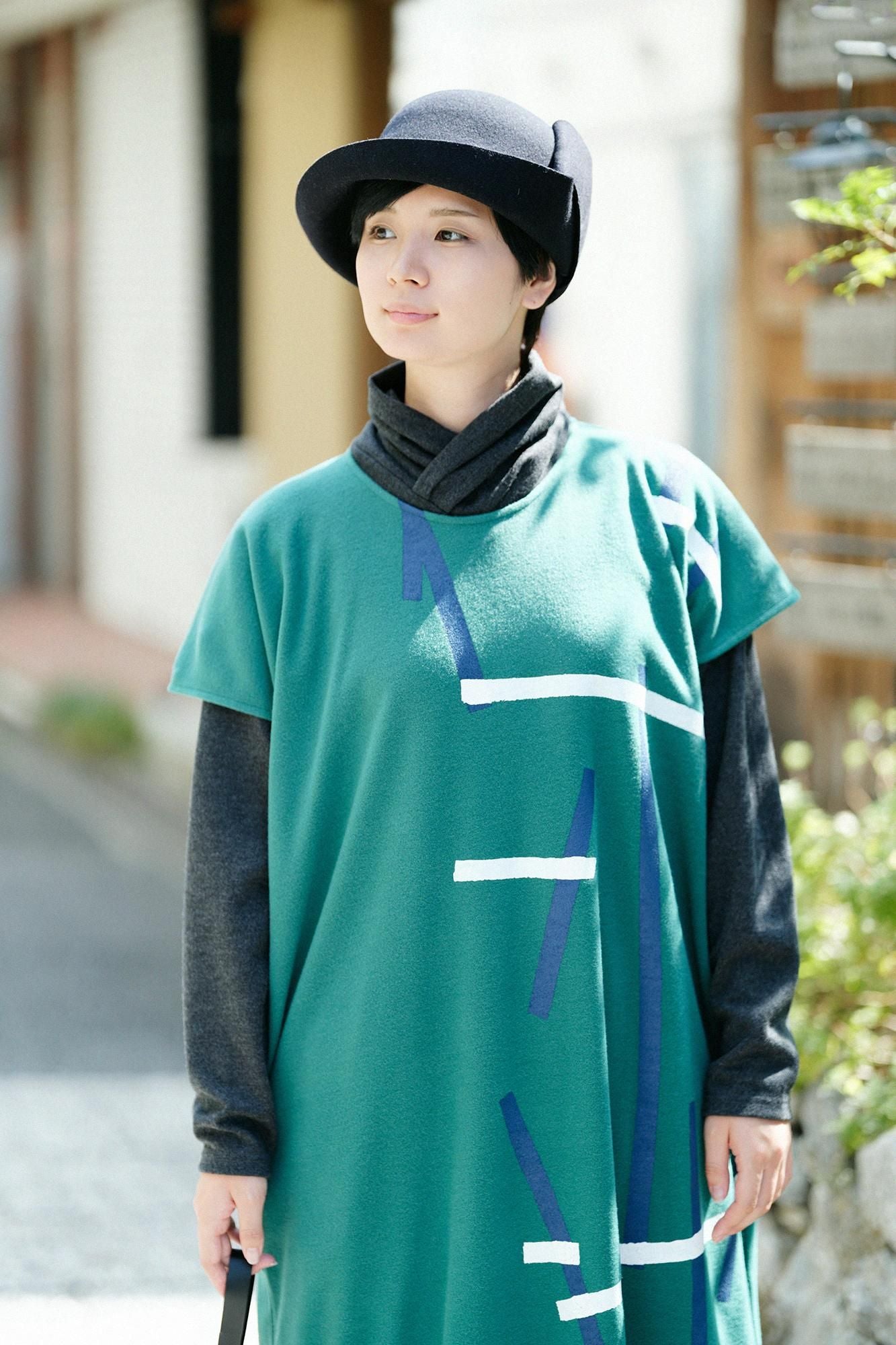 【官網限定】壓縮 雙面編 長方形洋裝（chohokei）/tobi和留白 綠色