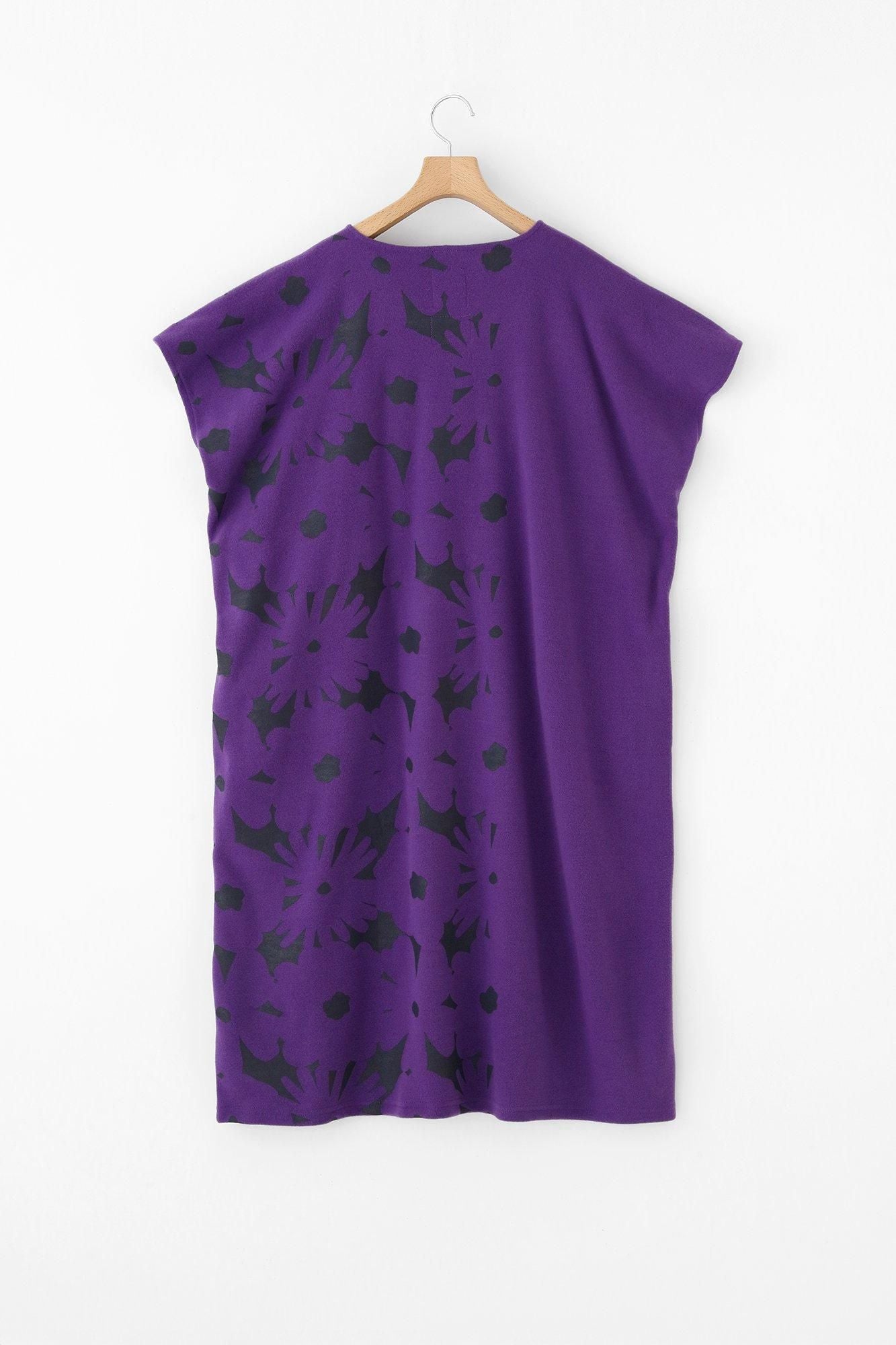 壓縮雙面編長方形洋裝/落落大方和留白江戸紫