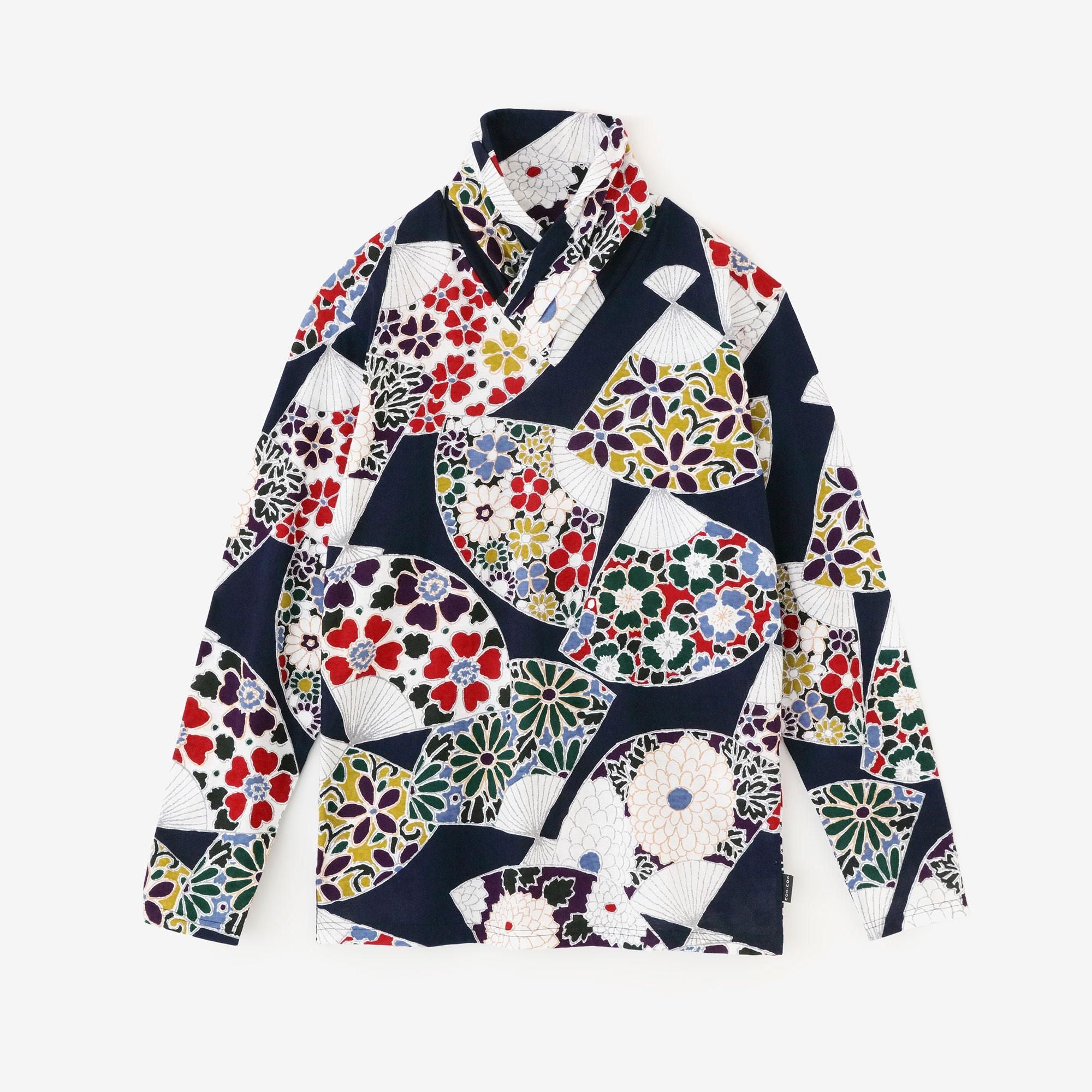 高領上衣/扇子深藍色