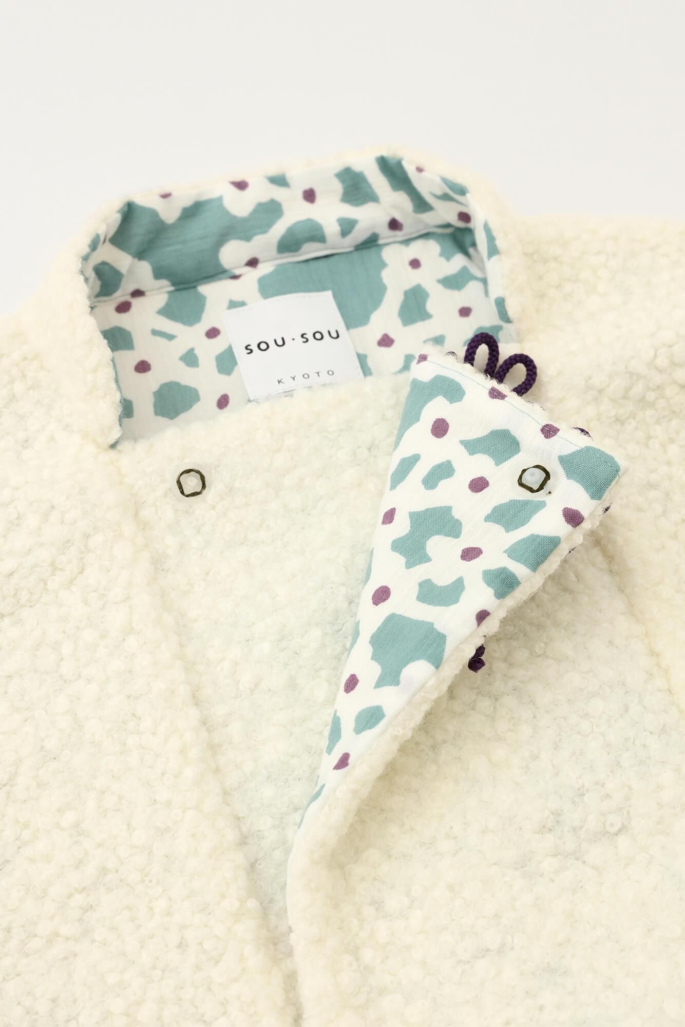 ●Boa Square Neck Poncho / Pure White × Flower Cocoon